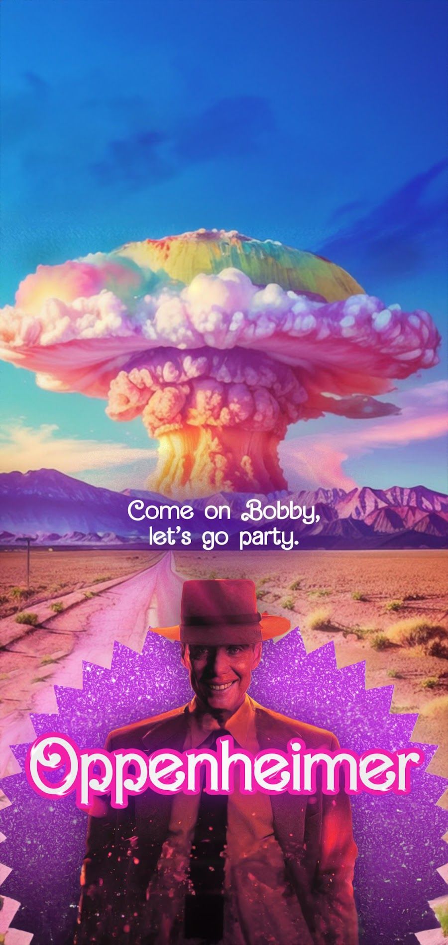 Barbenheimer, Oppenheimer, Barbie, Atompilz, Pink, Meme, HD, Handy-Hintergrundbild