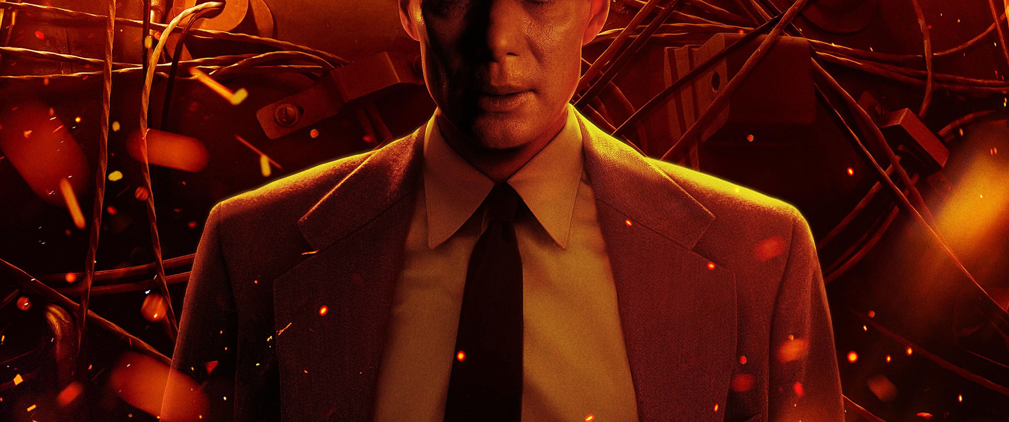 Oppenheimer, Cillian Murphy, Atombombe, Funken, Orange, 2K, Hintergrundbild für den PC