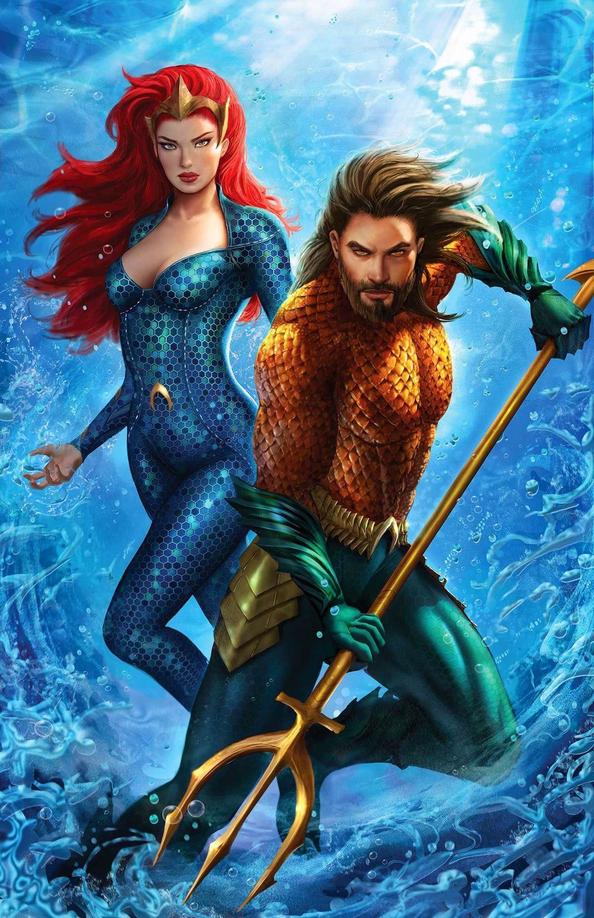 Aquaman, Mera, Comic-Stil, Unterwasser, Digitale Kunst, Full HD, Sperrbildschirm fürs iPhone