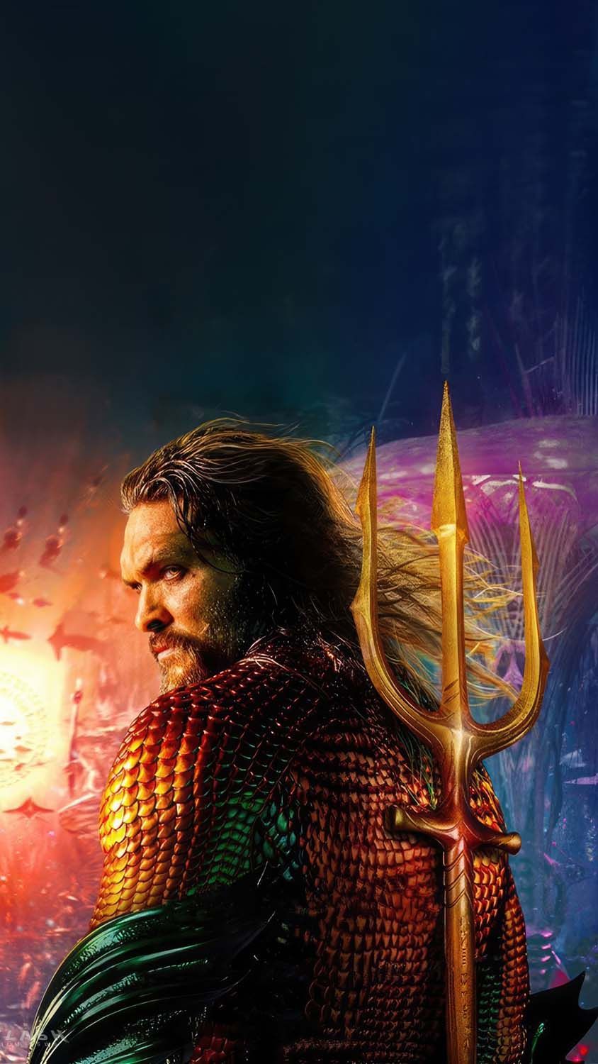 Aquaman, Jason Momoa, Aquaman: Lost Kingdom, Dreizack, Dunkel, HD, Handy-Hintergrundbild