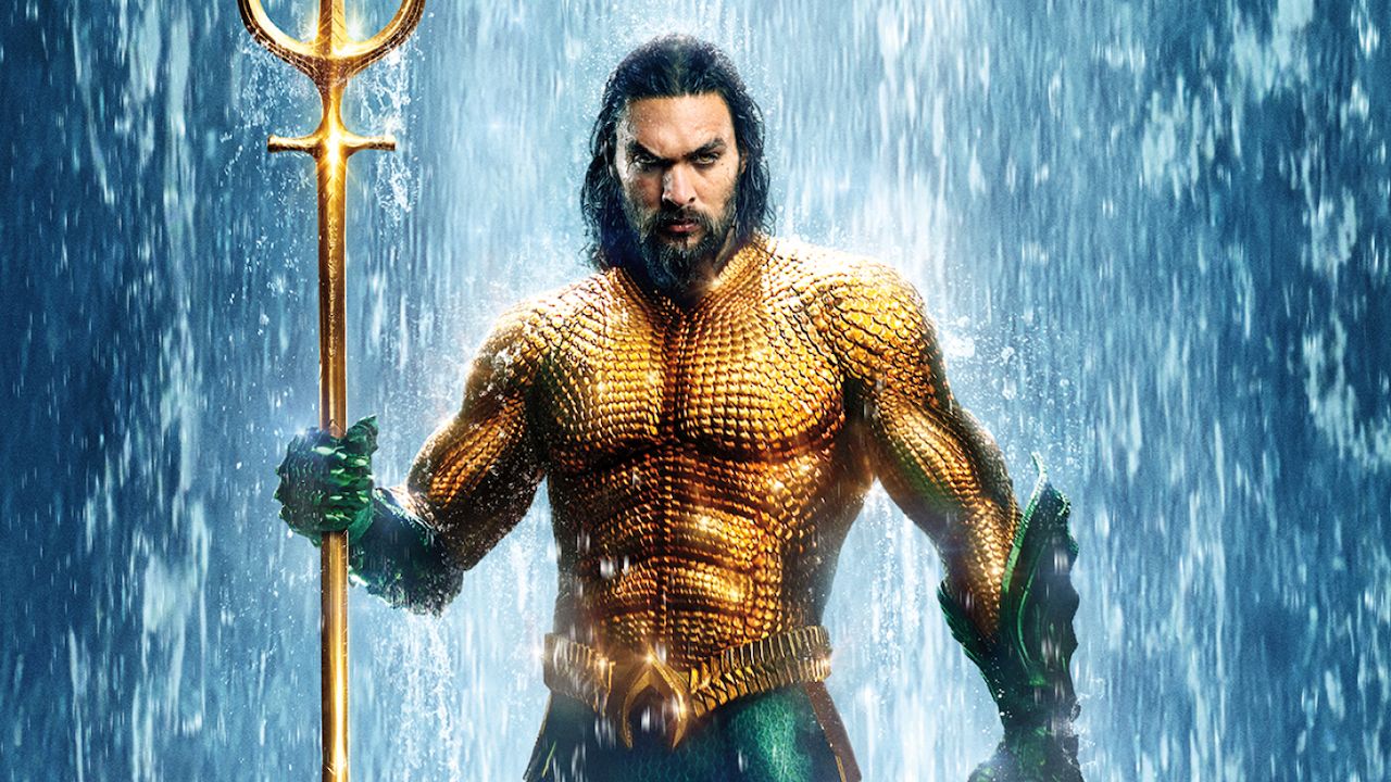 Aquaman, Jason Momoa, Dreizack, Wasserfall, Goldene Rüstung, HD, Breitbild-Hintergrundbild