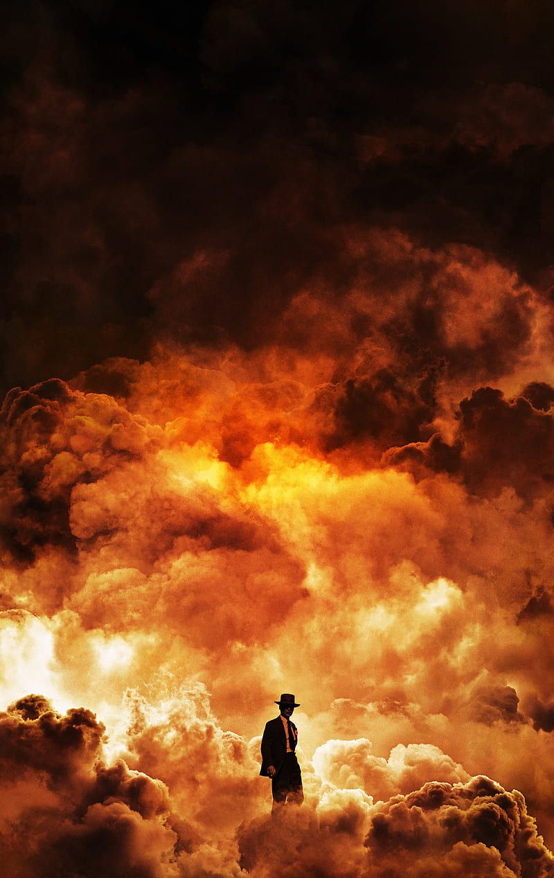 Oppenheimer, Silhouette, Feuerwolken, Explosion, Filmplakat, Android-Hintergrundbild