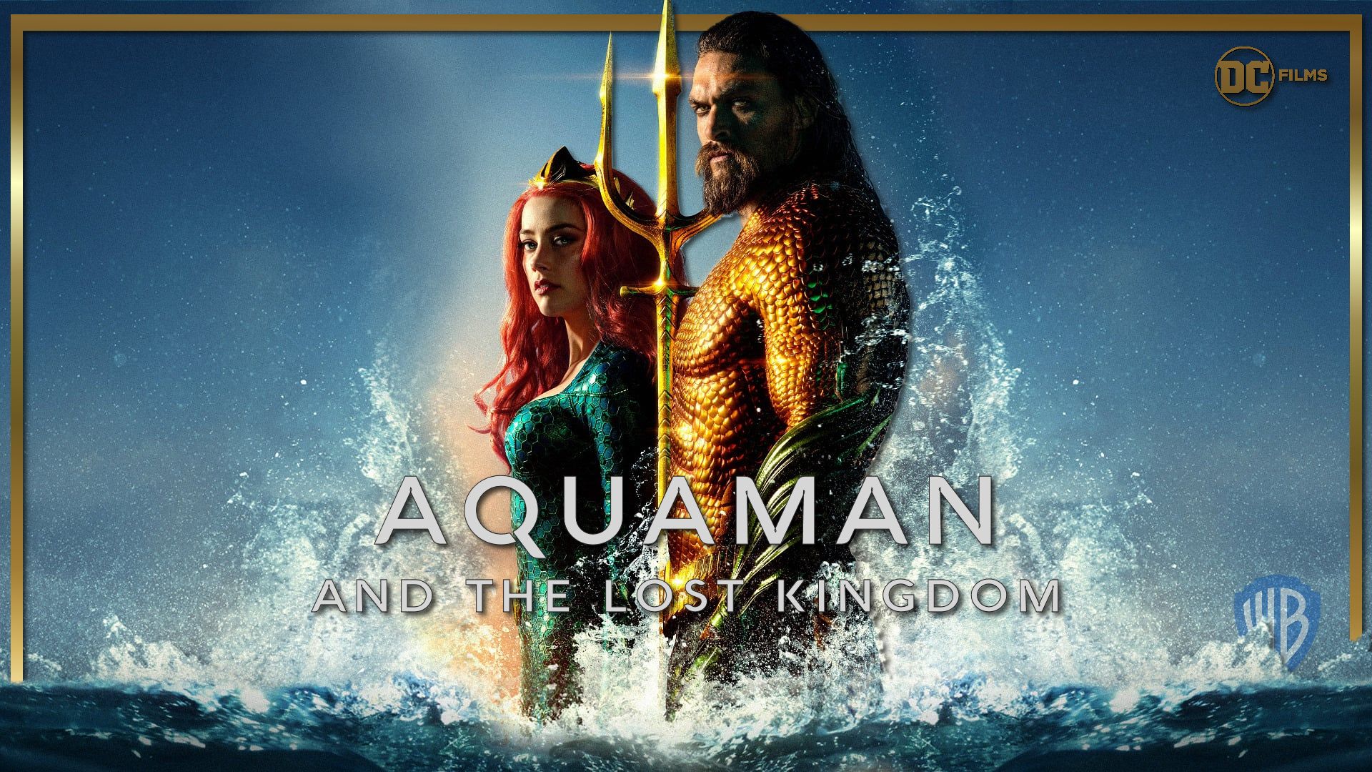 Aquaman: Lost Kingdom, Aquaman, Mera, Jason Momoa, Amber Heard, Schriftzug, Full HD, PC-Hintergrundbild