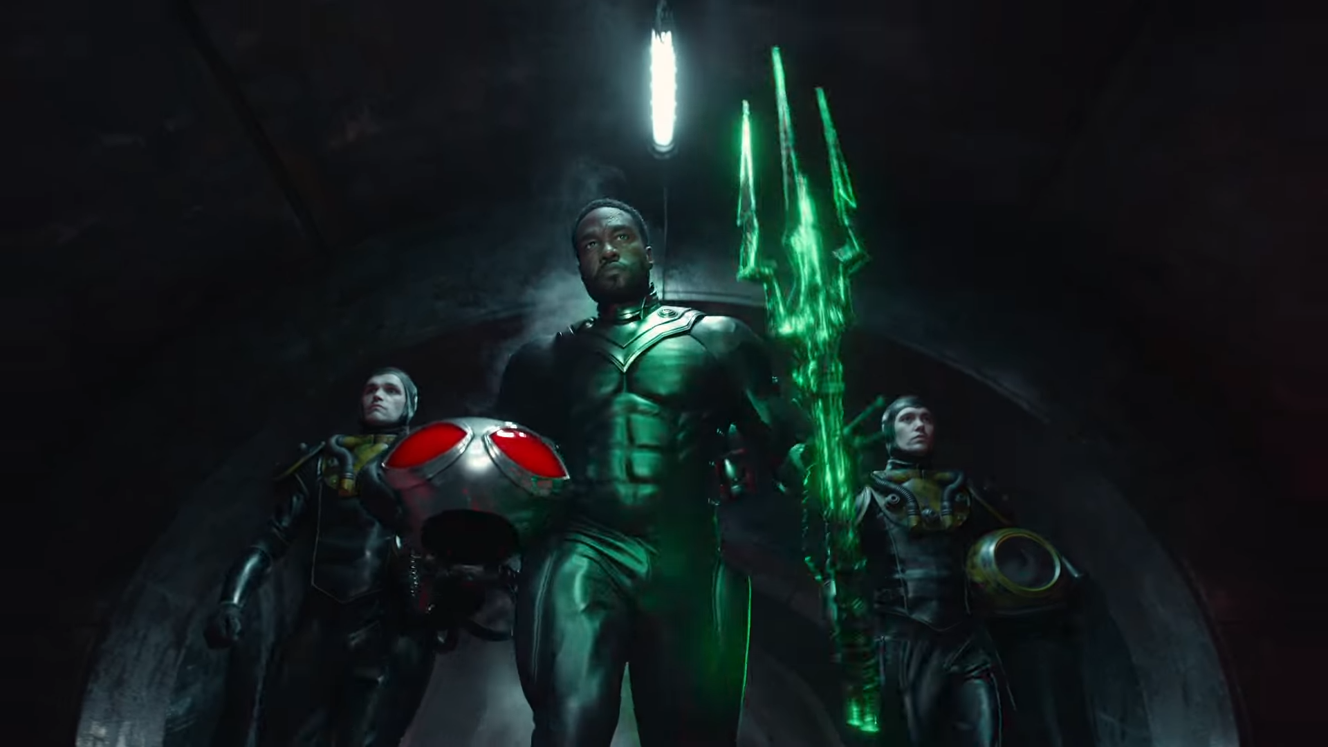 Black Manta, Schwarzer Dreizack, Aquaman: Lost Kingdom, Grünes Leuchten, Dunkel, 1080p Wallpaper