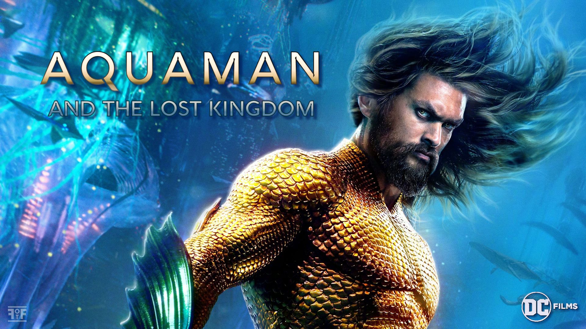 Aquaman: Lost Kingdom, Aquaman, Jason Momoa, Schriftzug, Unterwasser, DC Films, 1080p-Hintergrundbild