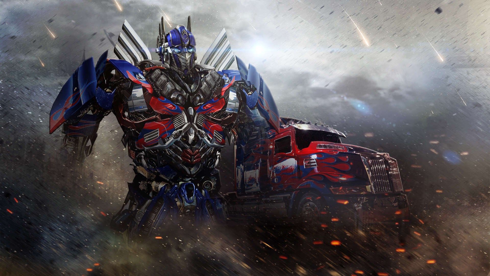 Optimus Prime, Transformers: Ära des Untergangs, Lkw, Funken, Roboter, 1920x1080, Desktop-Hintergrund