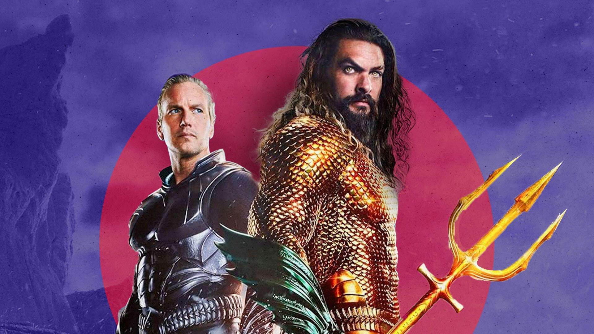 Aquaman, Orm, Jason Momoa, Patrick Wilson, Aquaman: Lost Kingdom, Lila Hintergrund, 1080p Wallpaper