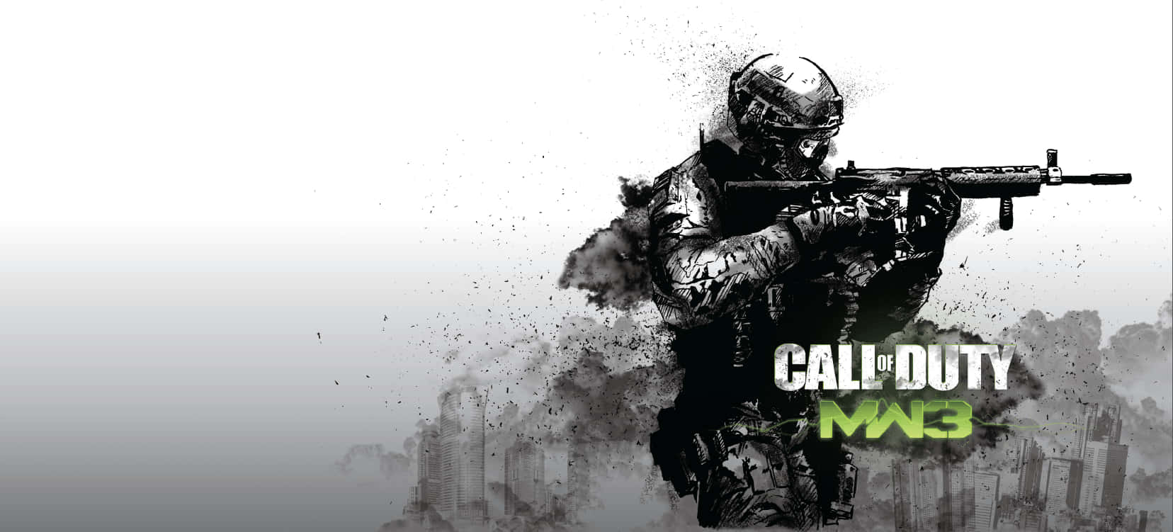 Call of Duty: Modern Warfare 3, MW3, Soldat, Gewehr, Weißer Hintergrund, Schwarz-Weiß, HD Wallpaper