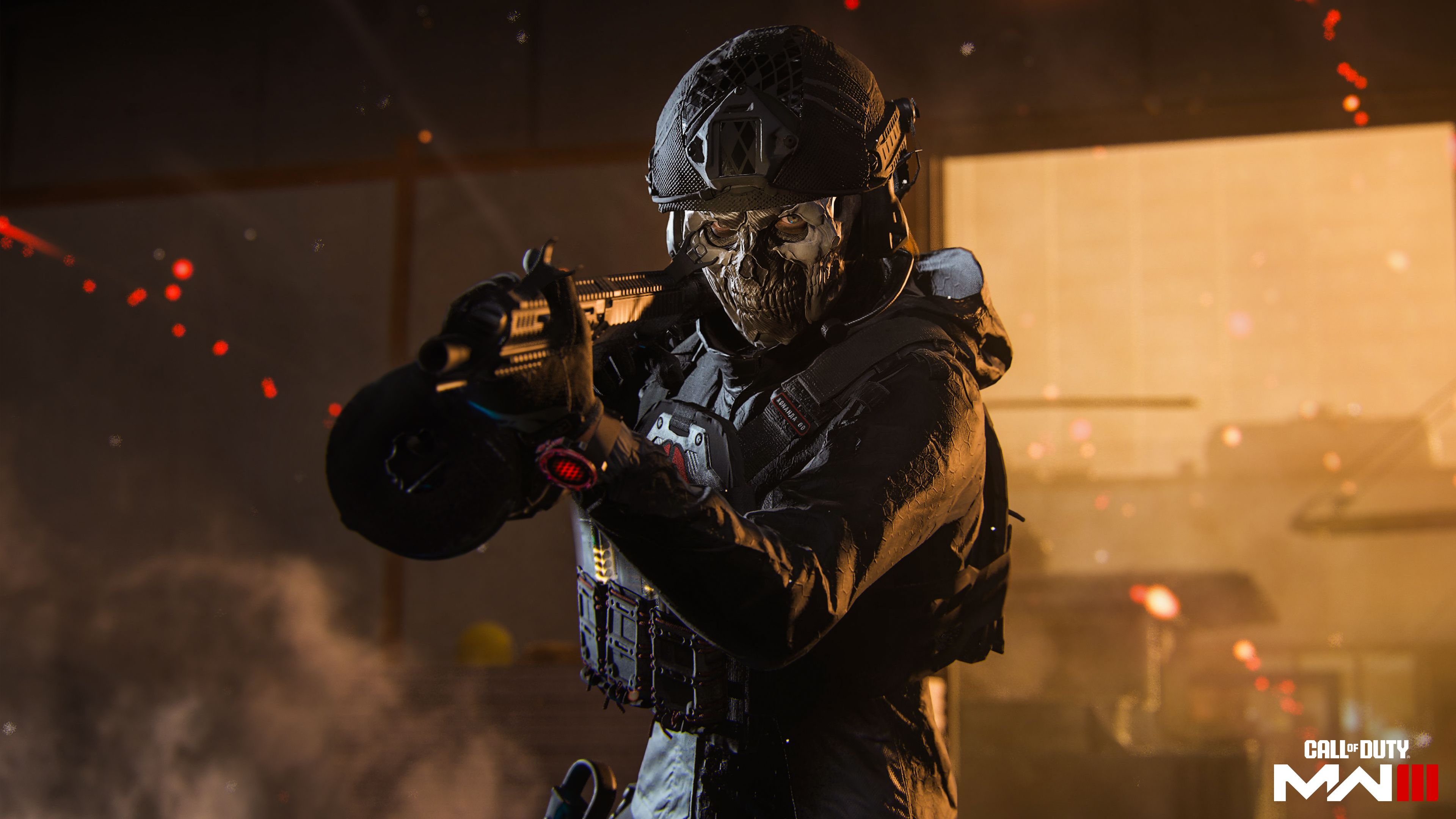 Ghost (Call of Duty), Totenkopfmaske, Soldat, Waffe, Industriehalle, Dunkel, 2160p Wallpaper