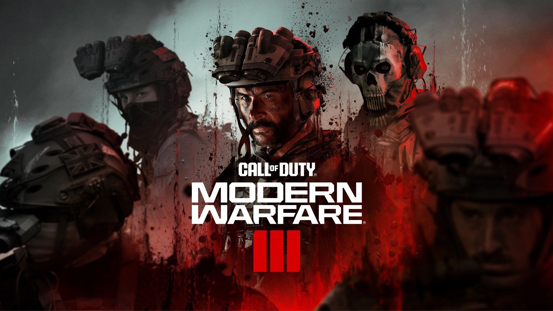 Call of Duty: Modern Warfare III, Captain Price, Ghost (Call of Duty), Logo, Rot, Full-HD-Hintergrund