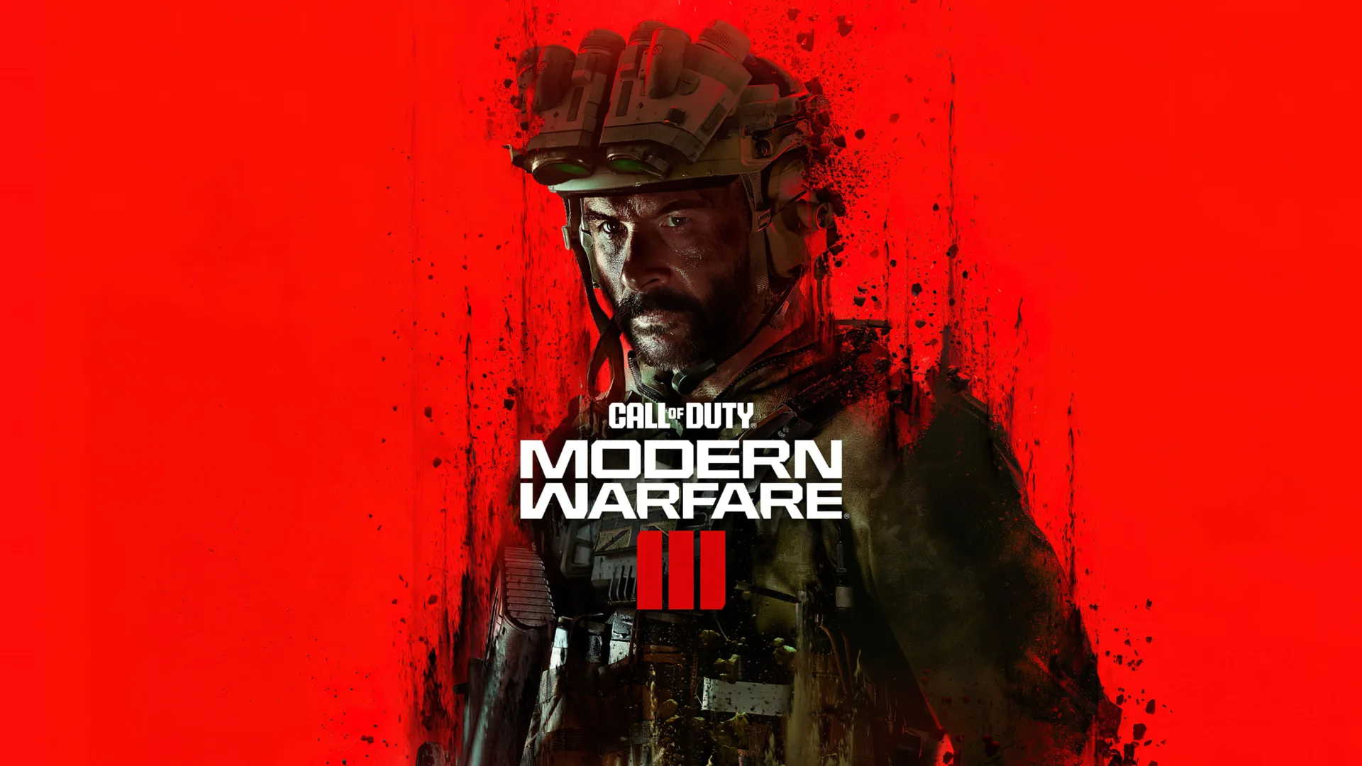 Captain Price, Call of Duty: Modern Warfare III, Logo, Roter Hintergrund, Helm, 1080p Wallpaper