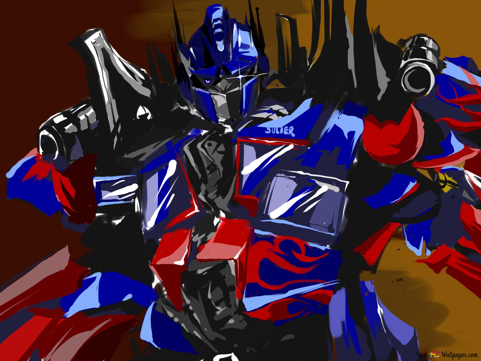 Optimus Prime, Transformers, Pop-Art, Rot-Blau, Illustration, Full HD, iPad-Hintergrundbild