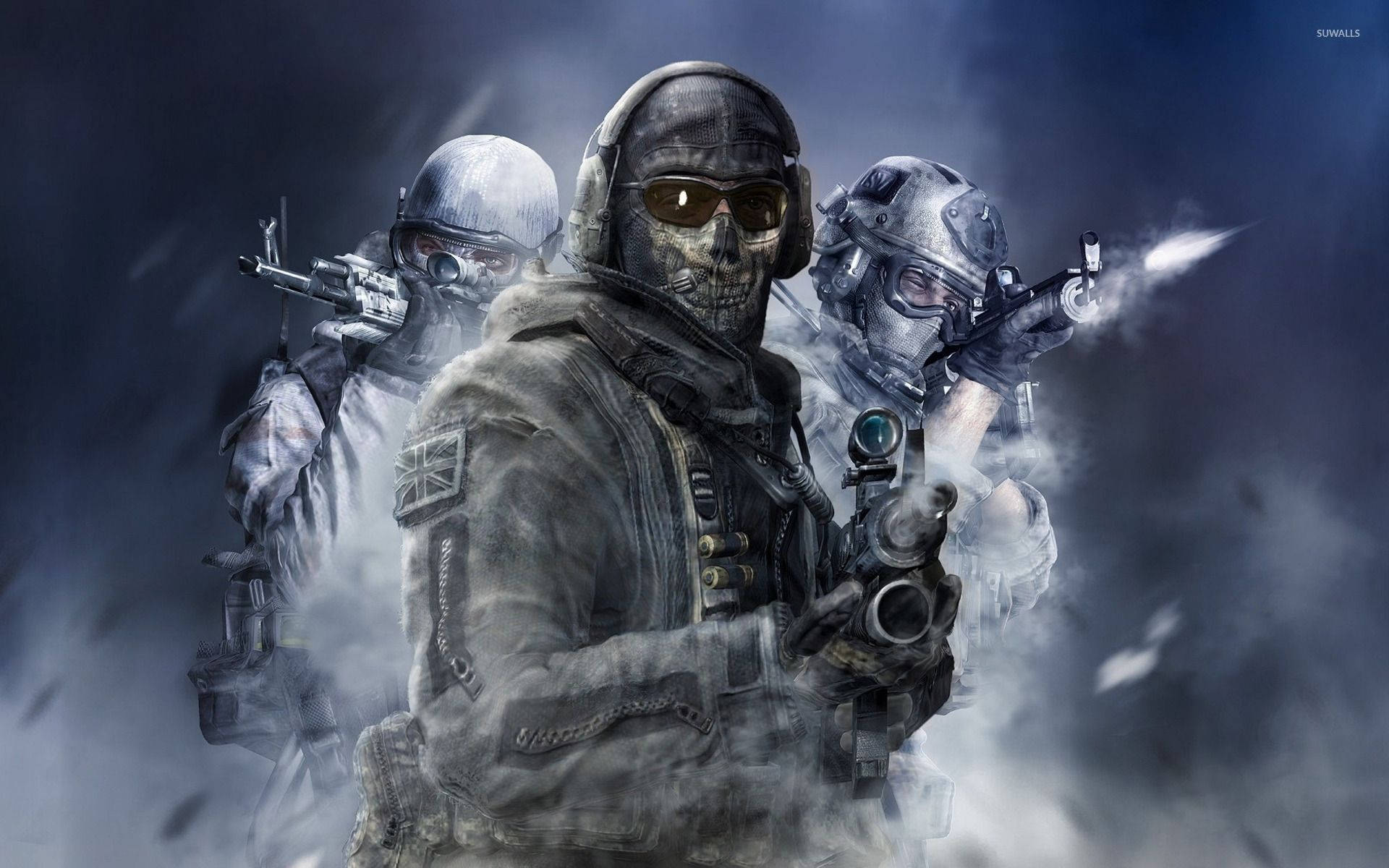 Ghost (Call of Duty), Totenkopfmaske, Soldaten, Schnee, Winter, Gemälde, Full-HD-Hintergrundbild für PC