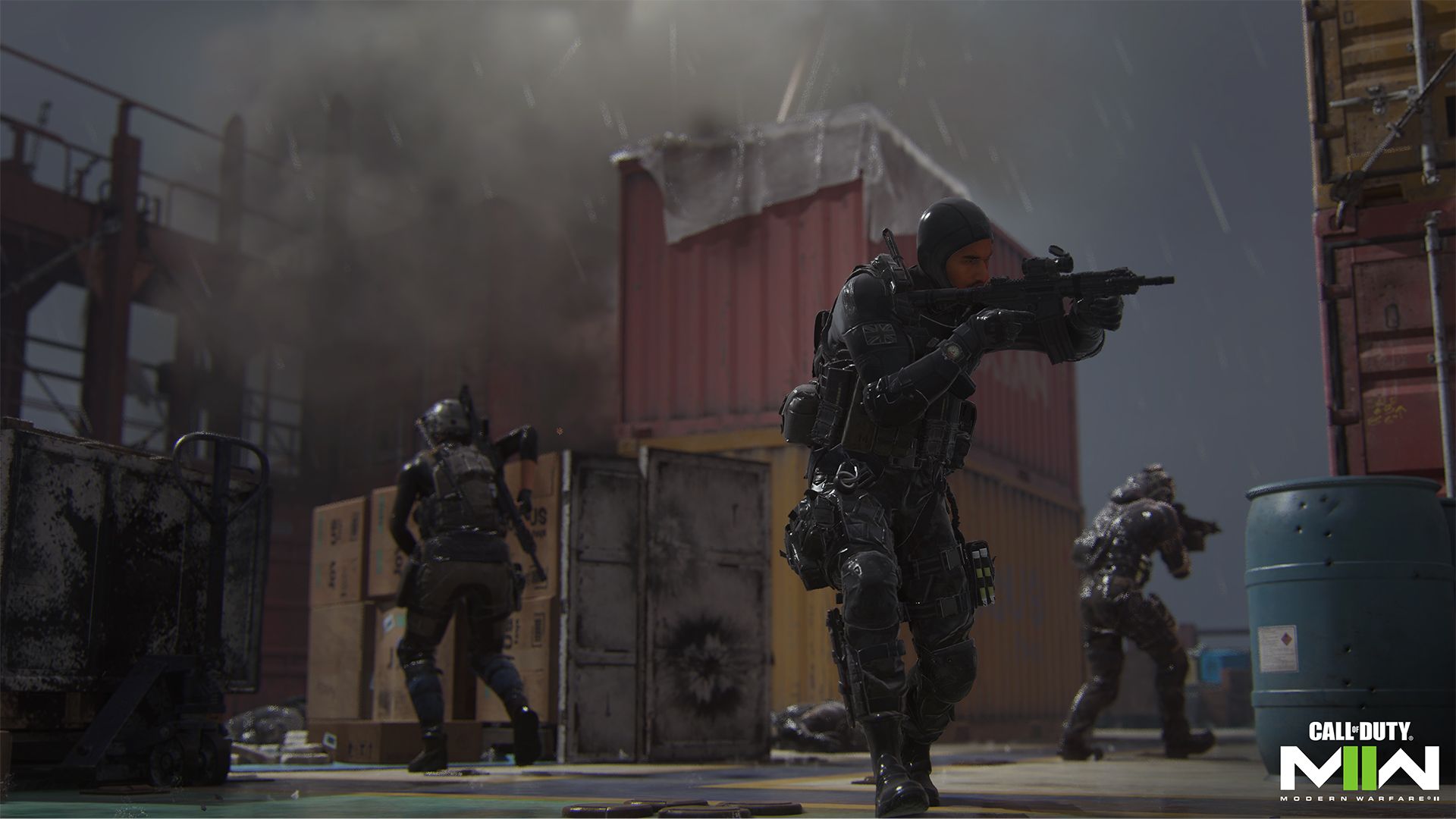 Soldaten, Häuserkampf, Rauch, Container, Call of Duty: Modern Warfare II, 1920x1080, Desktop-Hintergrund