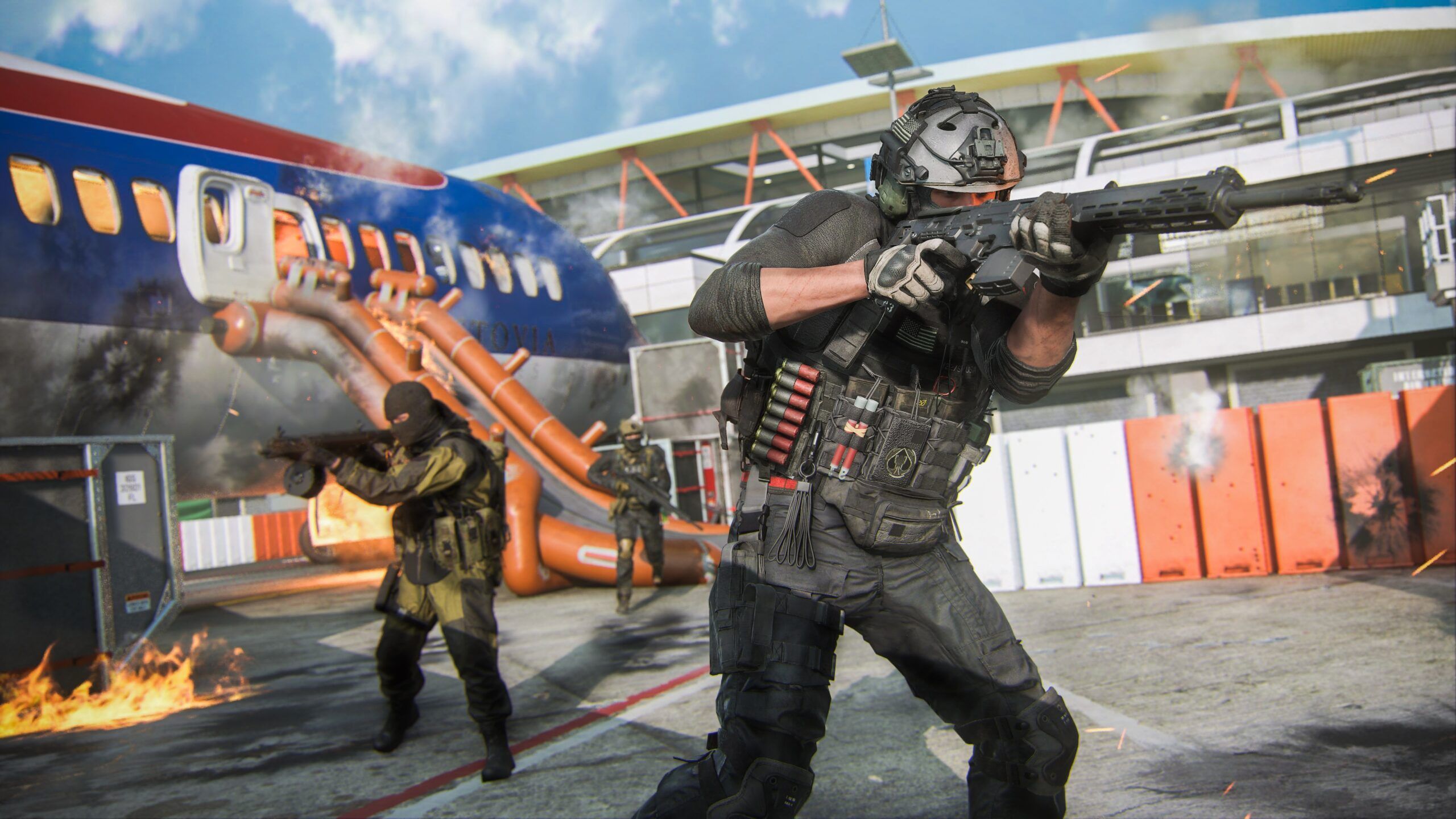 Soldaten, Flugzeug, Flughafen, Gefecht, Feuer, Call of Duty, 2K, PC-Hintergrundbild