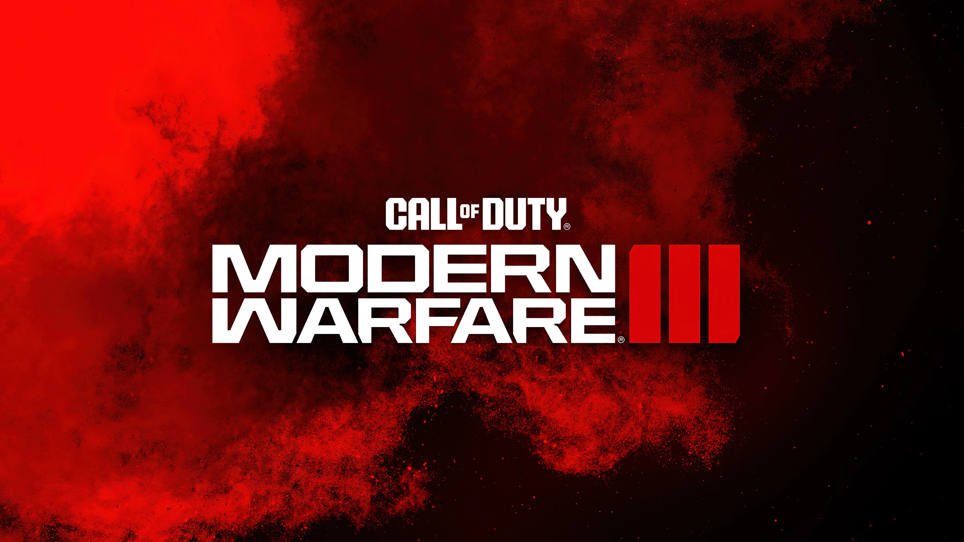 Call of Duty: Modern Warfare III, Logo, Roter Hintergrund, Schwarz-Rot, 4K Wallpaper