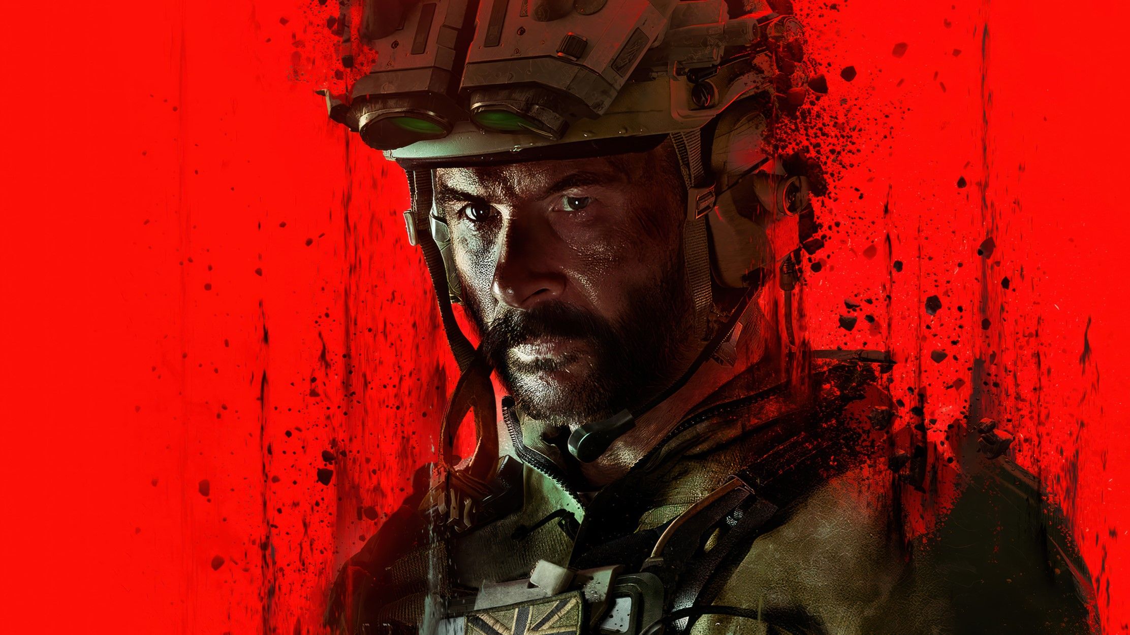 Captain Price, Call of Duty: Modern Warfare III, Porträt, Helm, Roter Hintergrund, Full HD Wallpaper