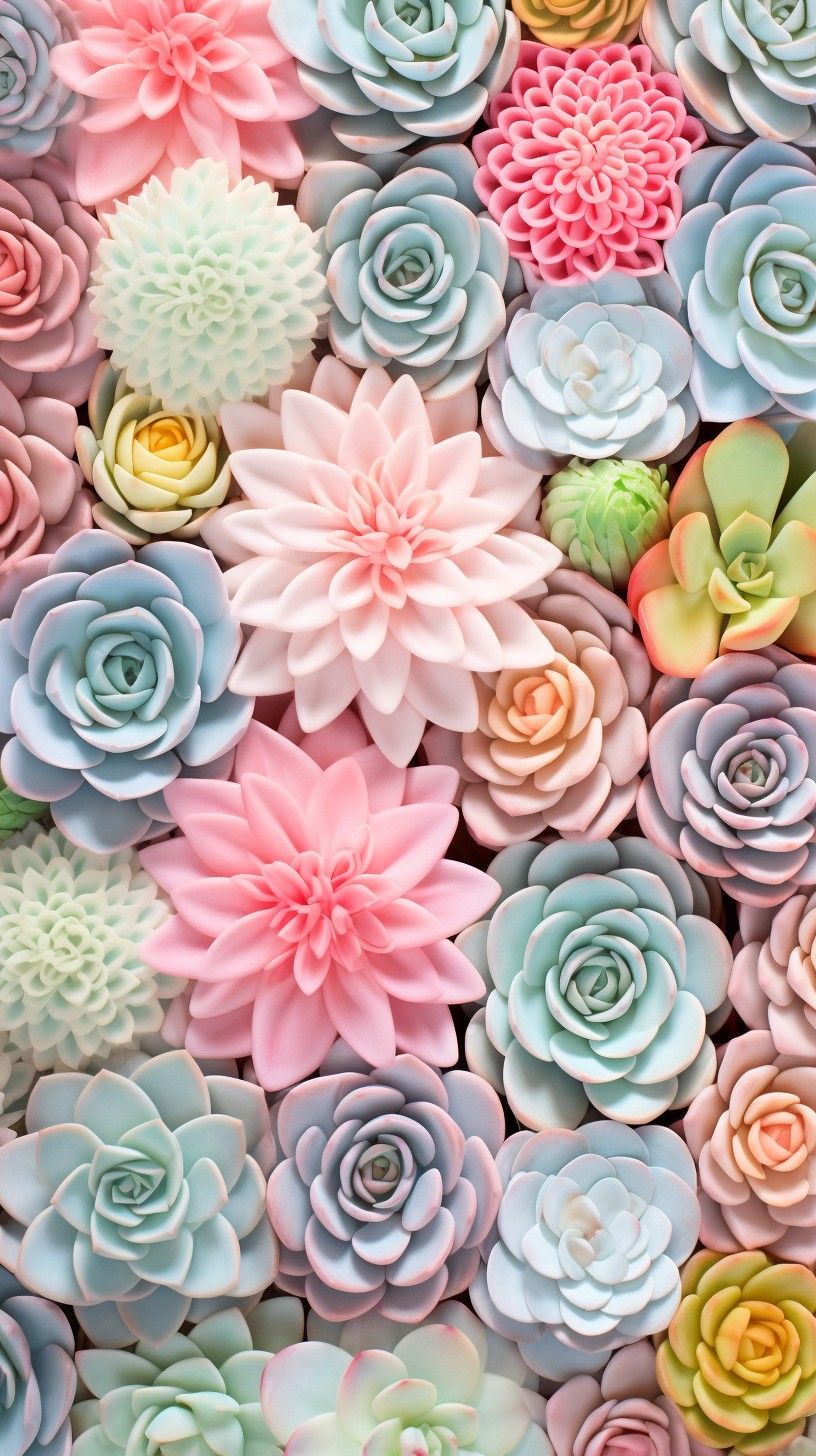 Sukkulentenmix, Rosa, Pastellfarben, Draufsicht, HD, Hintergrundbild fürs Handy
