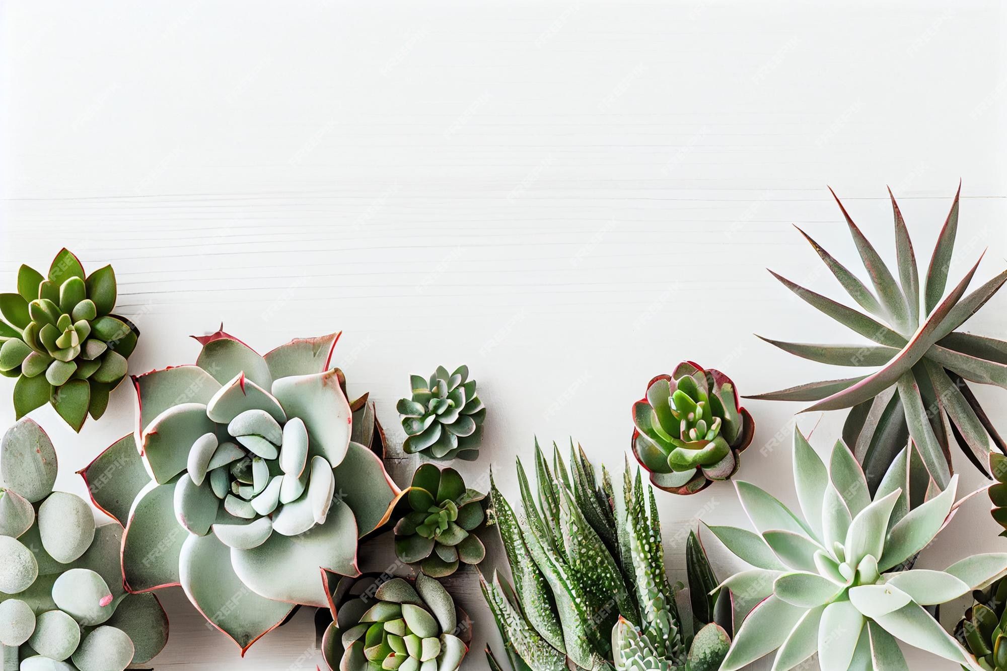 Echeverie, Aloe, Weißer Hintergrund, Pflanzenmix, Full HD Wallpaper