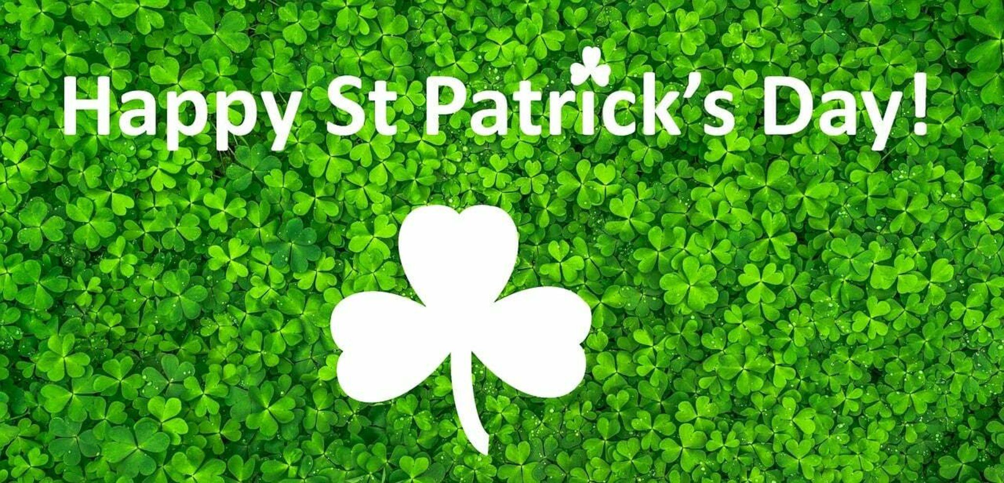 Happy St Patrick's Day, Kleeblatt, Klee, Grün, Schriftzug, Full-HD-Hintergrundbild für PC