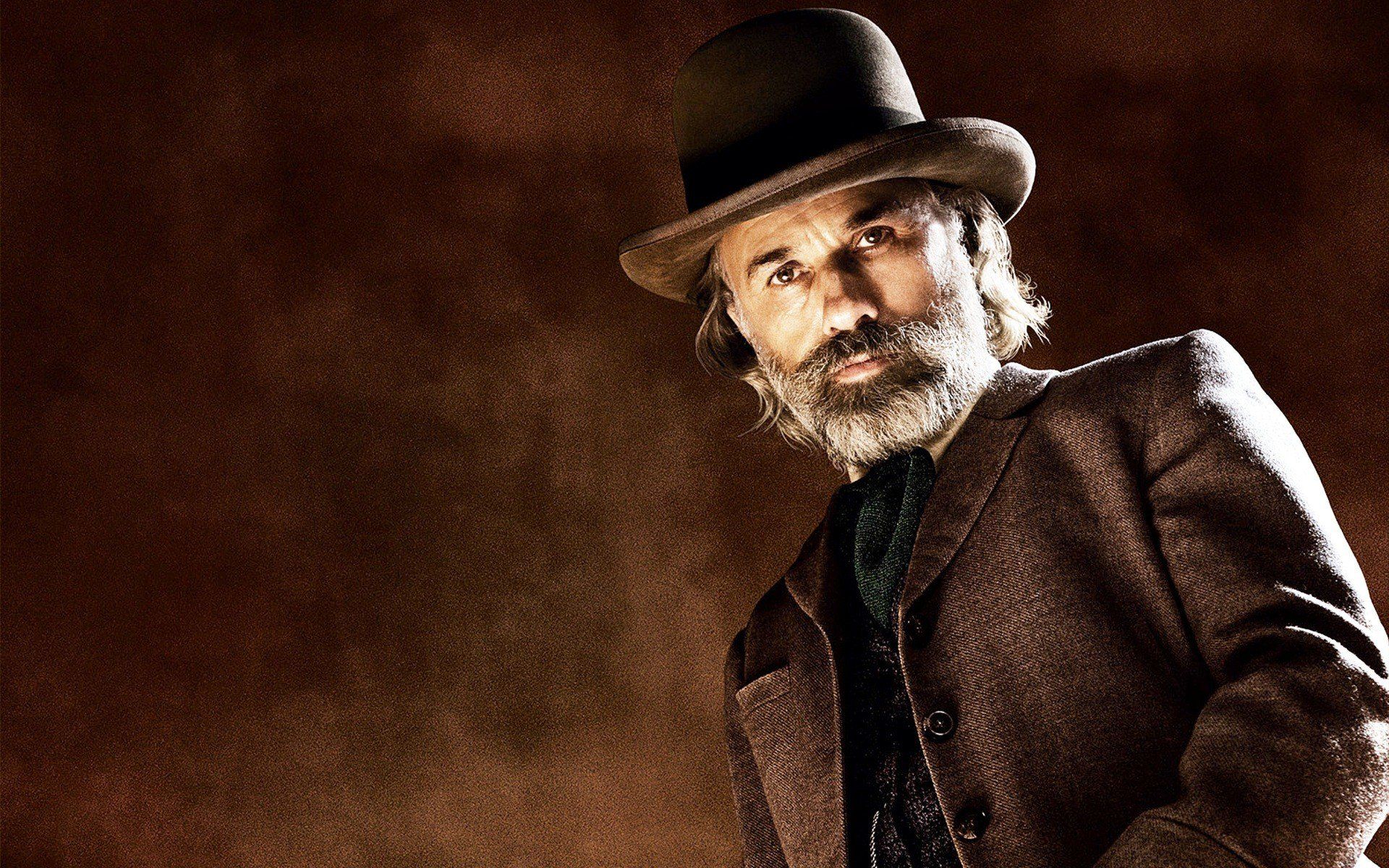 Dr. King Schultz, Christoph Waltz, Django Unchained, Hut, Bart, Western, Full HD, Breitbild-Hintergrundbild