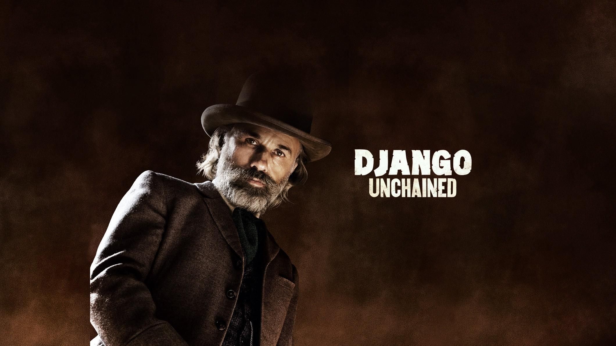 Django Unchained, Dr. King Schultz, Christoph Waltz, Filmplakat, Hut, Sepia, Full-HD-Hintergrundbild