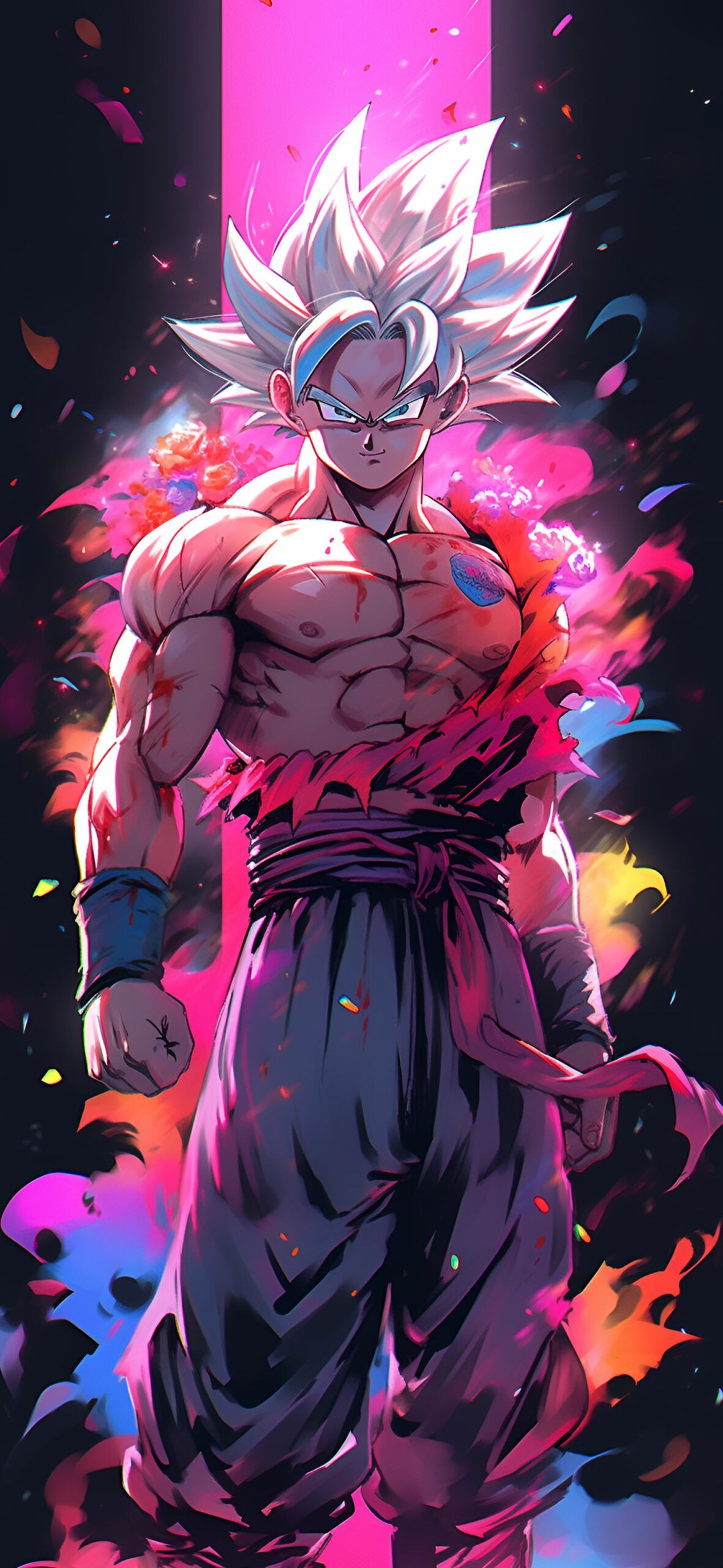 Son Goku, Ultra Instinct, Dragon Ball Super, Aura, Pink-Lila, Full HD, iPhone-Hintergrundbild