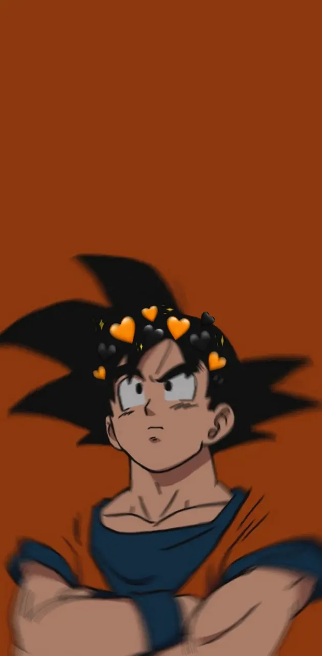 Son Goku, Herzen, Dragon Ball, Braun Hintergrund, Niedlich, Sperrbildschirm fürs iPhone