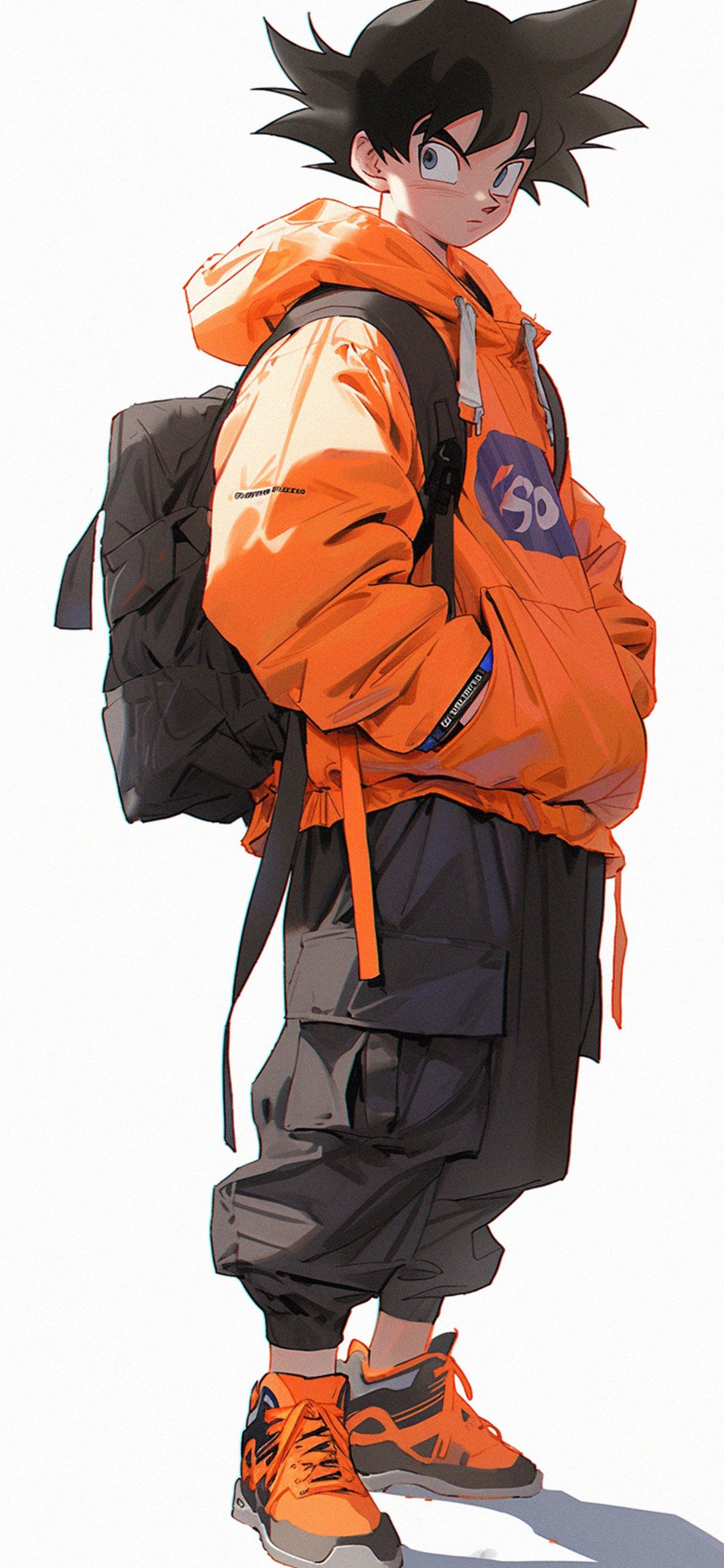 Son Goku, Streetwear, Rucksack, Fan-Art, Mode, Full HD, Handy-Hintergrund im Hochformat