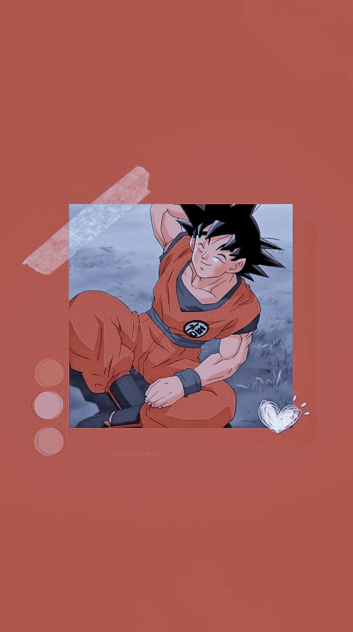 Son Goku, Dragon Ball Z, Minimalistisch, Rot Hintergrund, Polaroid, Sperrbildschirm fürs iPhone