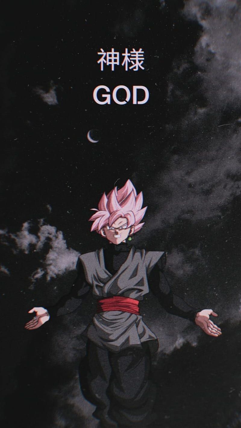 Goku Black, Super-Saiyajin Rosé, Gott, Japanische Schrift, Dunkel, Android-Hintergrundbild