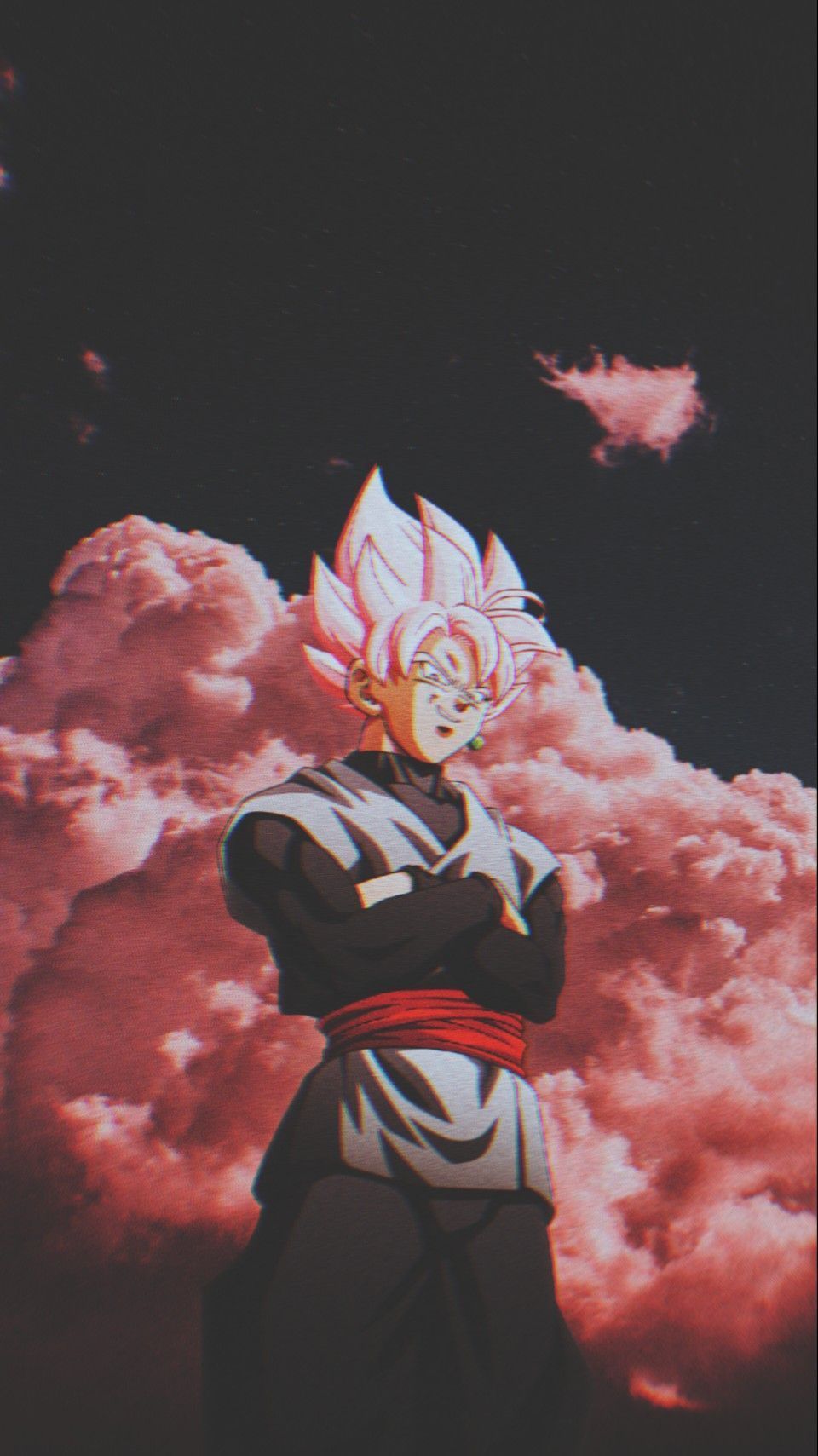 Goku Black, Super-Saiyajin Rosé, Rote Wolken, Dragon Ball Super, Dunkel, Hintergrundbild fürs Handy