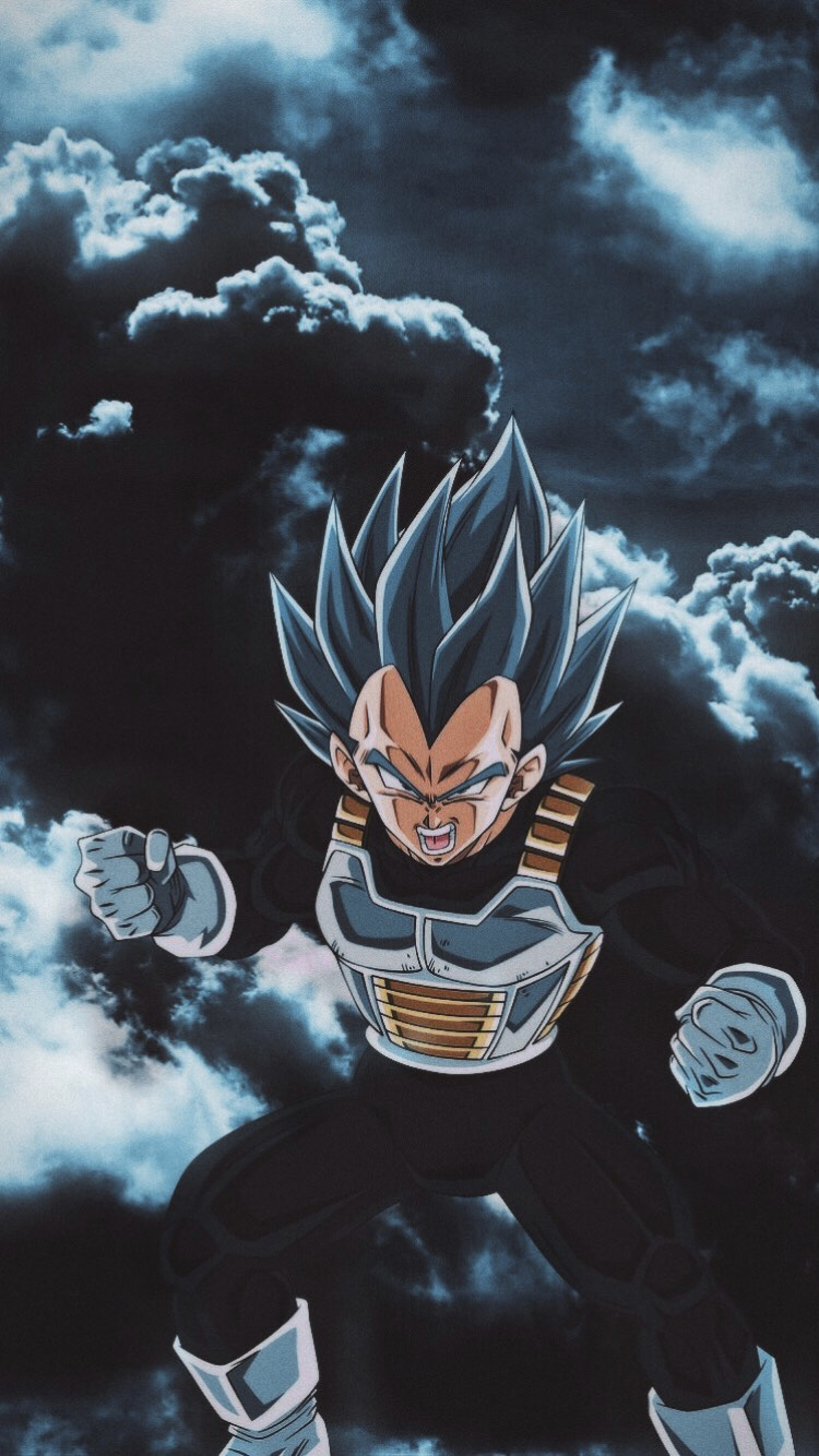 Vegeta, Super-Saiyajin Blue, Dragon Ball Super, Sturmwolken, Dunkel, HD, iPhone-Hintergrundbild