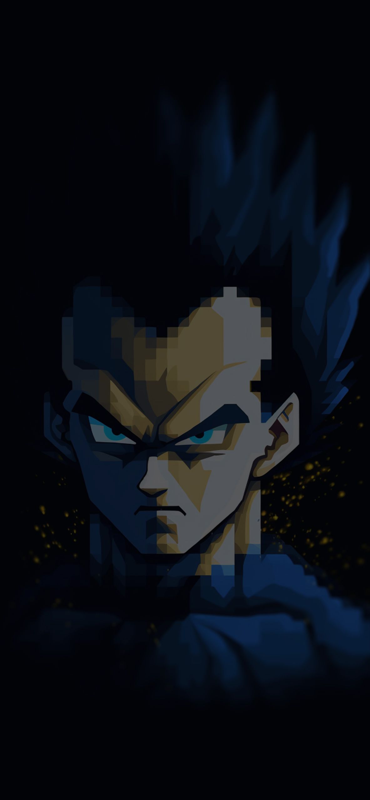 Vegeta, Dragon Ball Z, Pixel-Art, Dunkelblau, Porträt, Full HD, Sperrbildschirm fürs iPhone