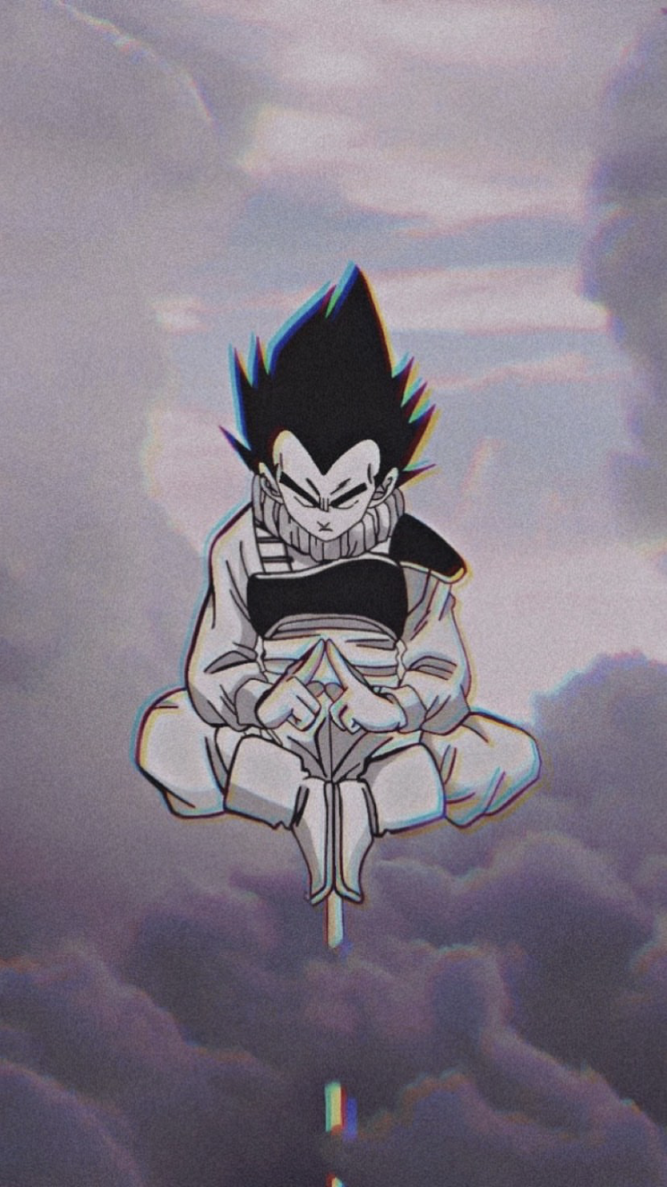 Vegeta, Dragon Ball, Lineart, Meditation, Grau, HD, Hintergrundbild fürs Handy