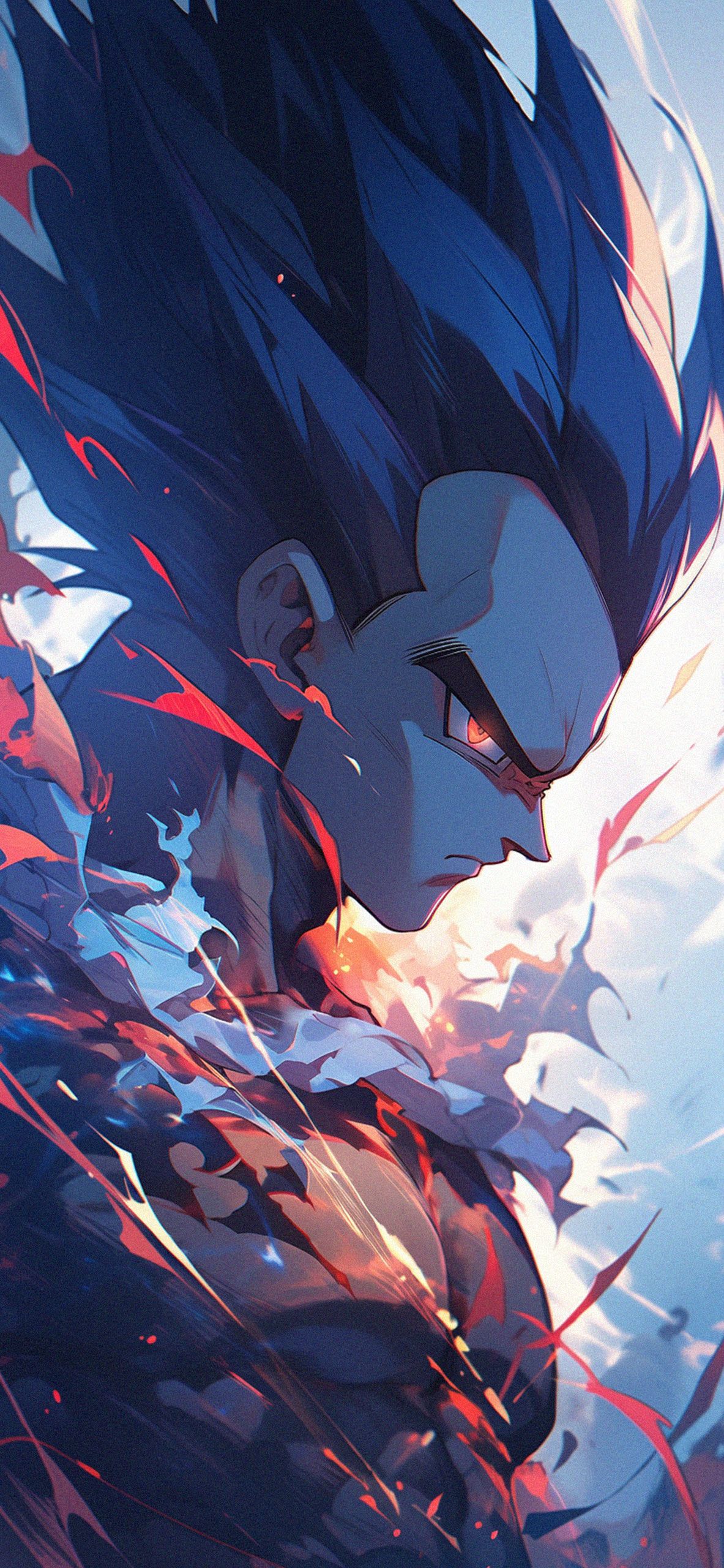 Vegeta, Super-Saiyajin Blue, Abstrakt, Fanart, Blau-Rot, Full HD, Handy-Hintergrundbild