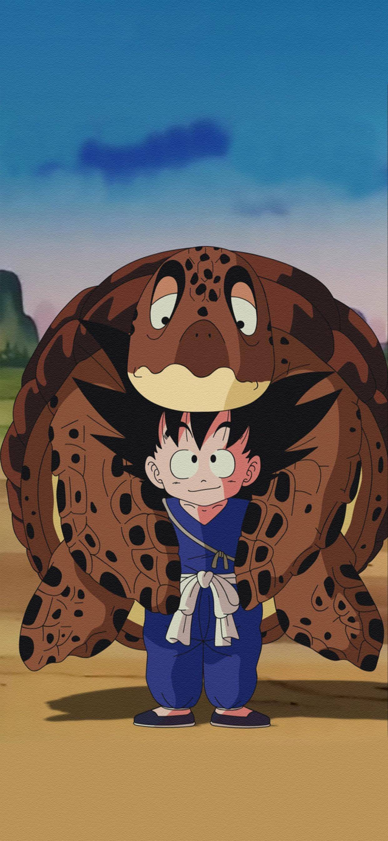 Kid Goku, Son Goku, Schildkröte, Dragon Ball, Retro-Anime, Full HD, Handy-Hintergrundbild