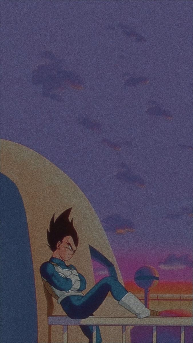 Vegeta, Dragon Ball, Balkon, Lila, Lo-Fi, Hintergrundbild für iPhone und Android
