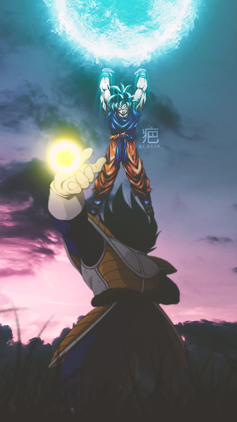 Vegeta, Super-Saiyajin Blue, Energiekugel, Dämmerung, Silhouette, HD, Handy-Hintergrund