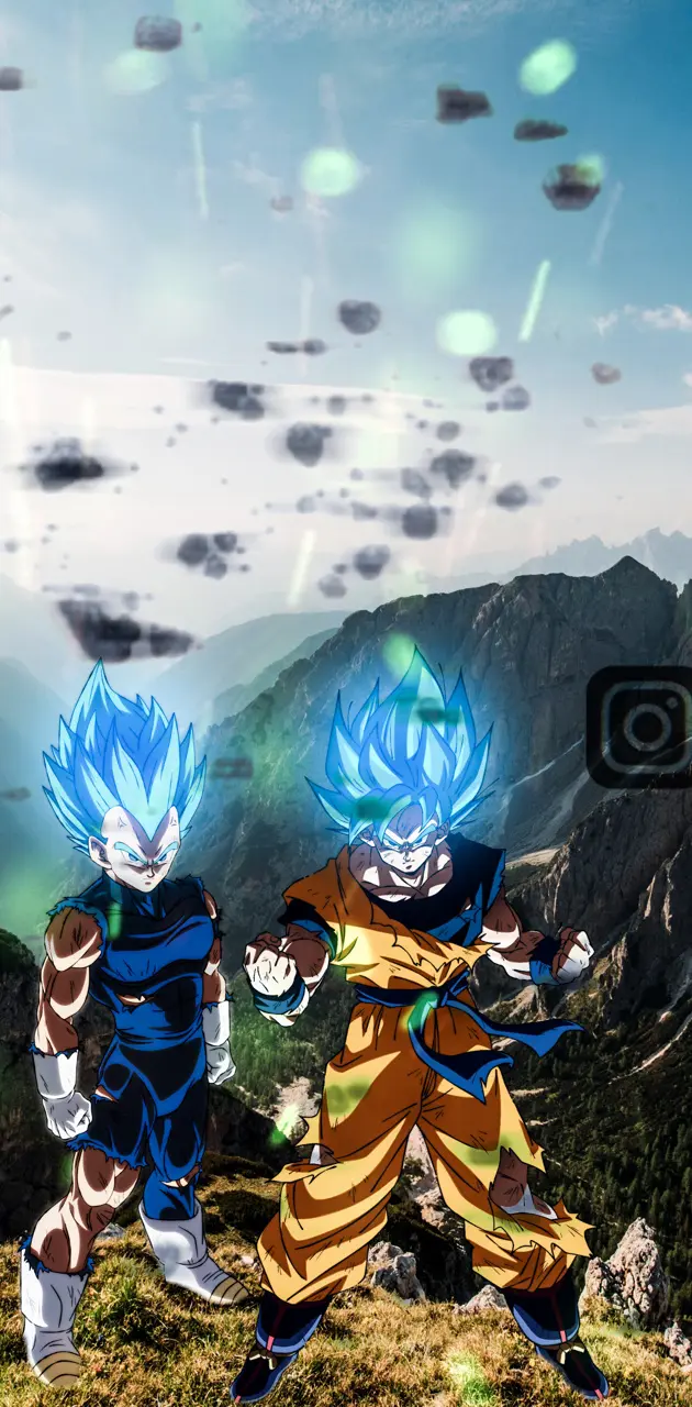 Son Goku, Vegeta, Super-Saiyajin Blue, Dragon Ball Super, Dramatischer Himmel, Hochformat-Hintergrundbild