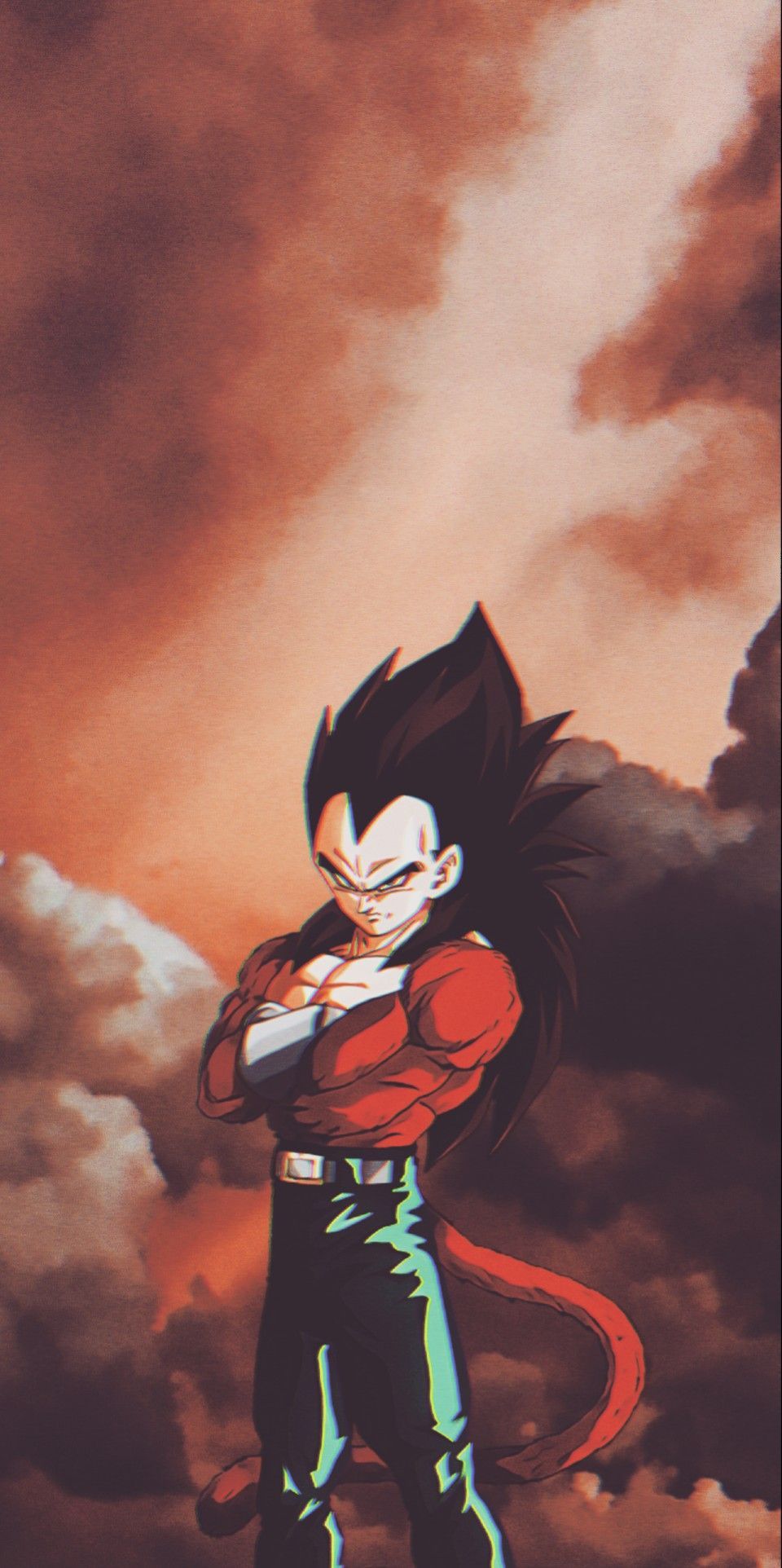 Vegeta, Super-Saiyajin 4, Dragon Ball GT, Roter Himmel, Saiyajin-Schwanz, HD, Handy-Hintergrundbild