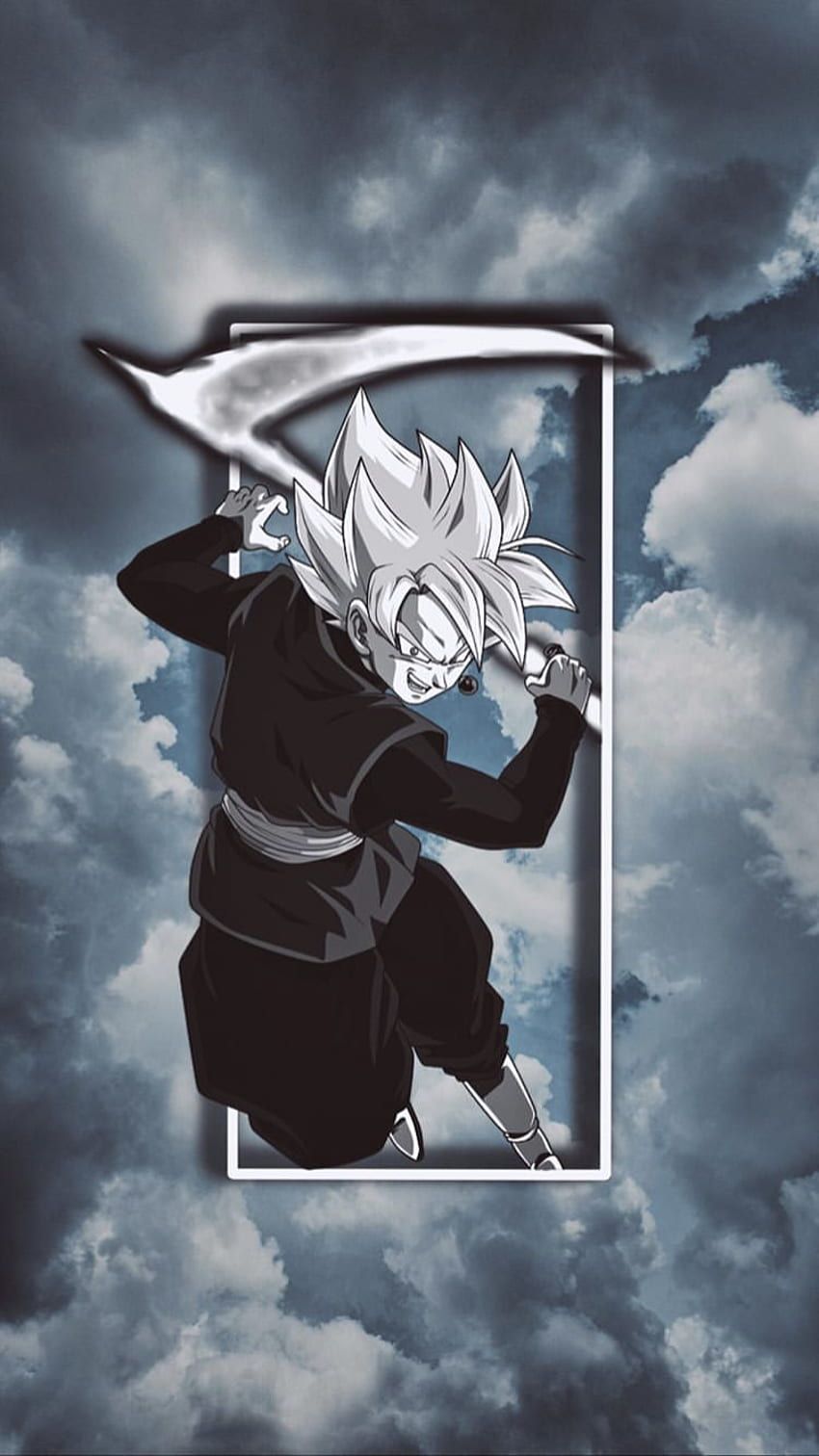Goku Black, Sense, Wolken, Dragon Ball Super, Grau, Hintergrundbild für iPhone und Android