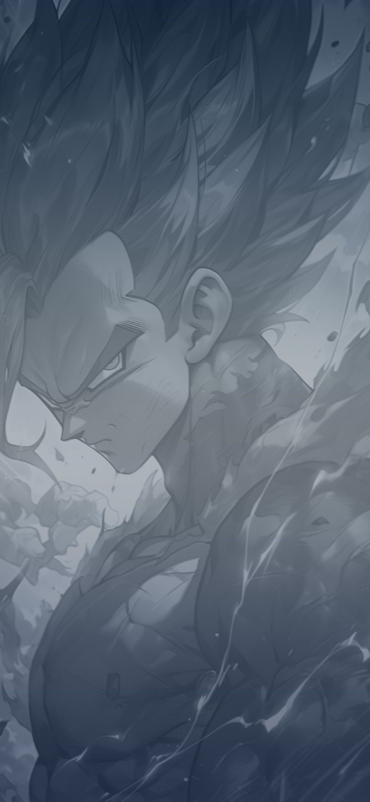 Vegeta, Graustufen, Porträt, Monochrom, Dragon Ball Z, Full HD, Hintergrundbild fürs Handy