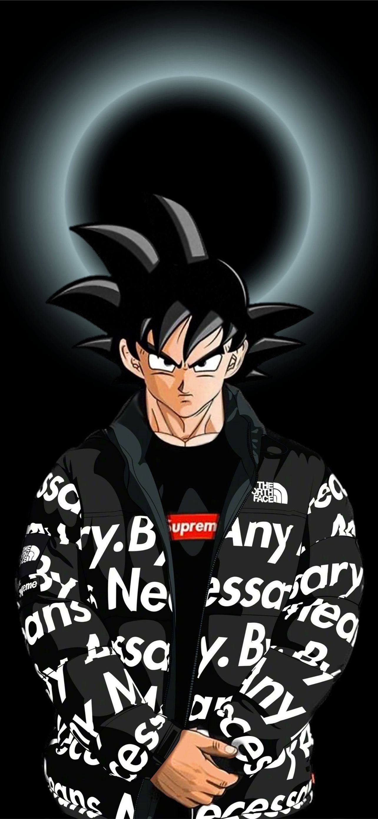 Son Goku, Supreme, Streetwear, Schwarz Hintergrund, Kapuzenjacke, Sperrbildschirm fürs iPhone