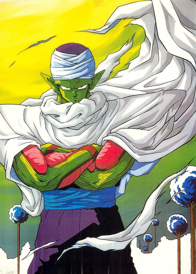 Piccolo, Dragon Ball Z, Verschränkte Arme, Weißer Umhang, Gelb, Hintergrundbild fürs Tablet
