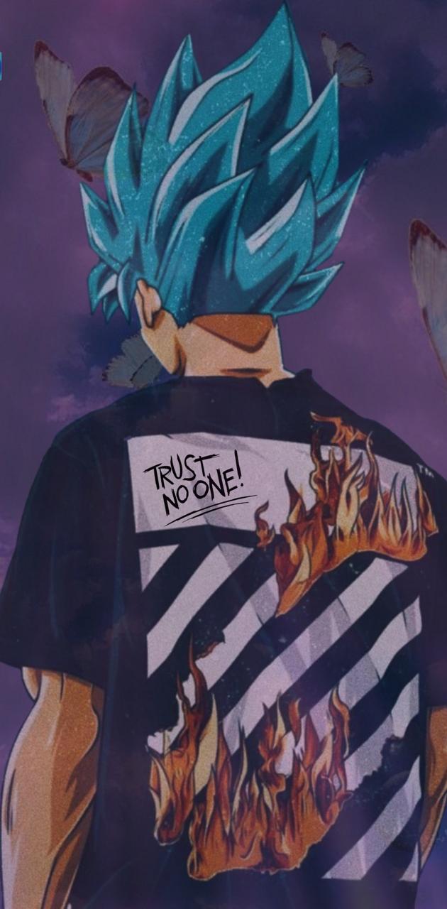 Son Goku, Super-Saiyajin Blue, Off-White, Streetwear, Rückansicht, Android-Hintergrundbild