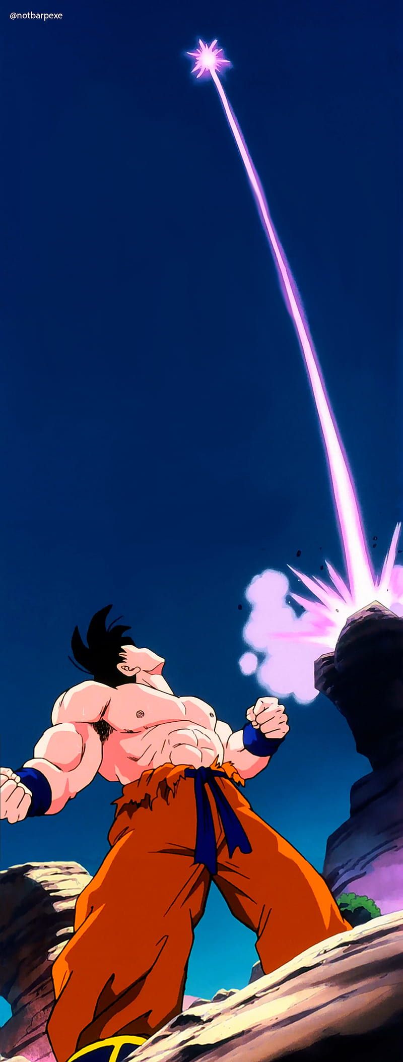 Son Goku, Dragon Ball Z, Sternschnuppe, Nachthimmel, Rückansicht, HD, Handy-Hintergrund