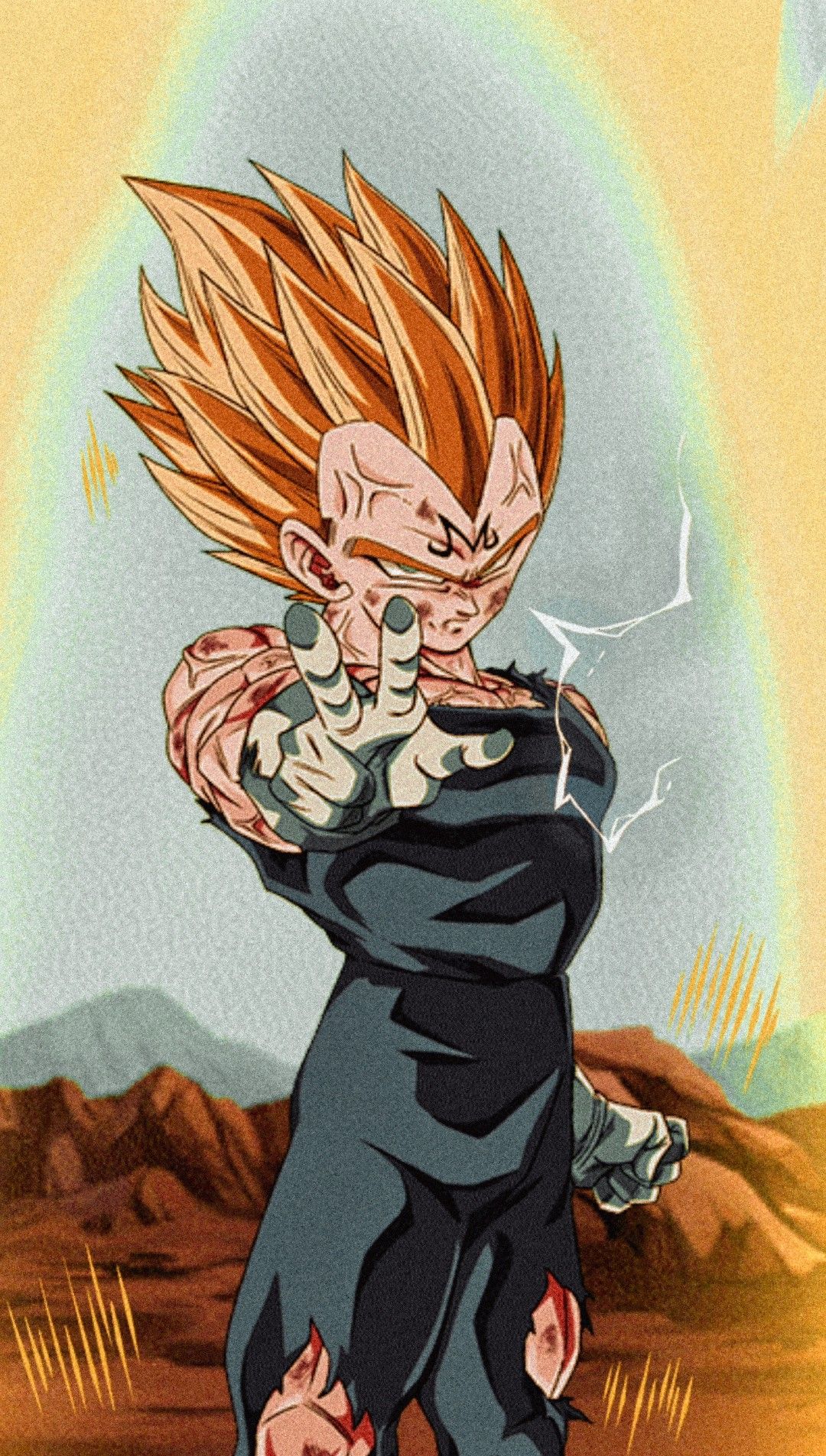 Vegeta, Super-Saiyajin, Dragon Ball Z, Zerrissene Rüstung, Kampfspuren, Full HD, iPhone-Hintergrundbild