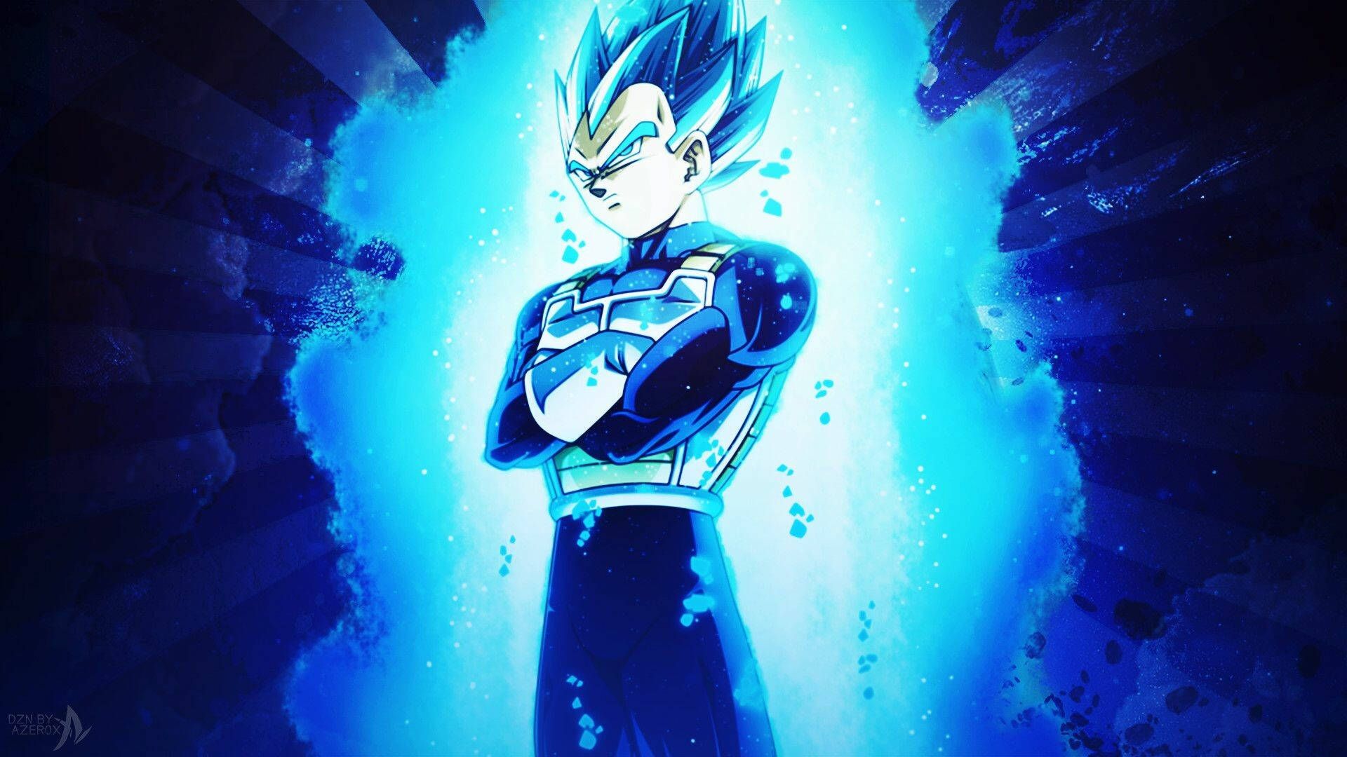 Vegeta, Super-Saiyajin Blue, Dragon Ball Super, Verschränkte Arme, Blaue Aura, 1080p Wallpaper
