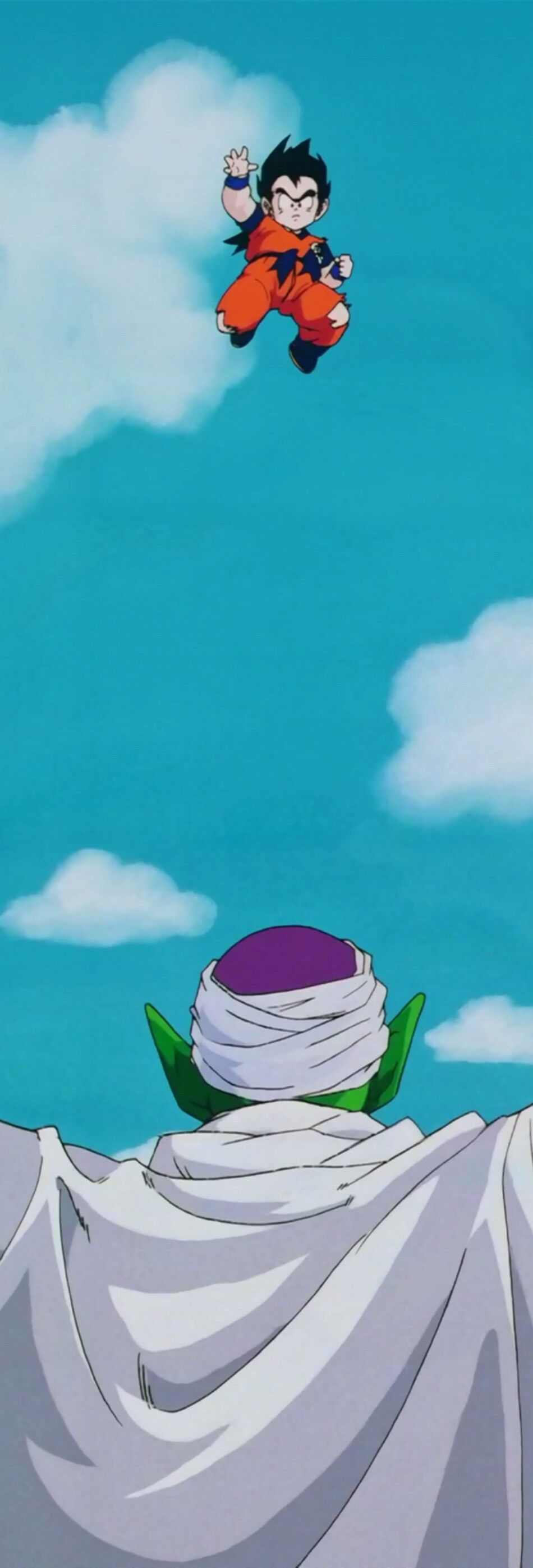 Son Gohan, Piccolo, Dragon Ball Z, Fliegen, Blauer Himmel, Umhang, HD, Handy-Hintergrund
